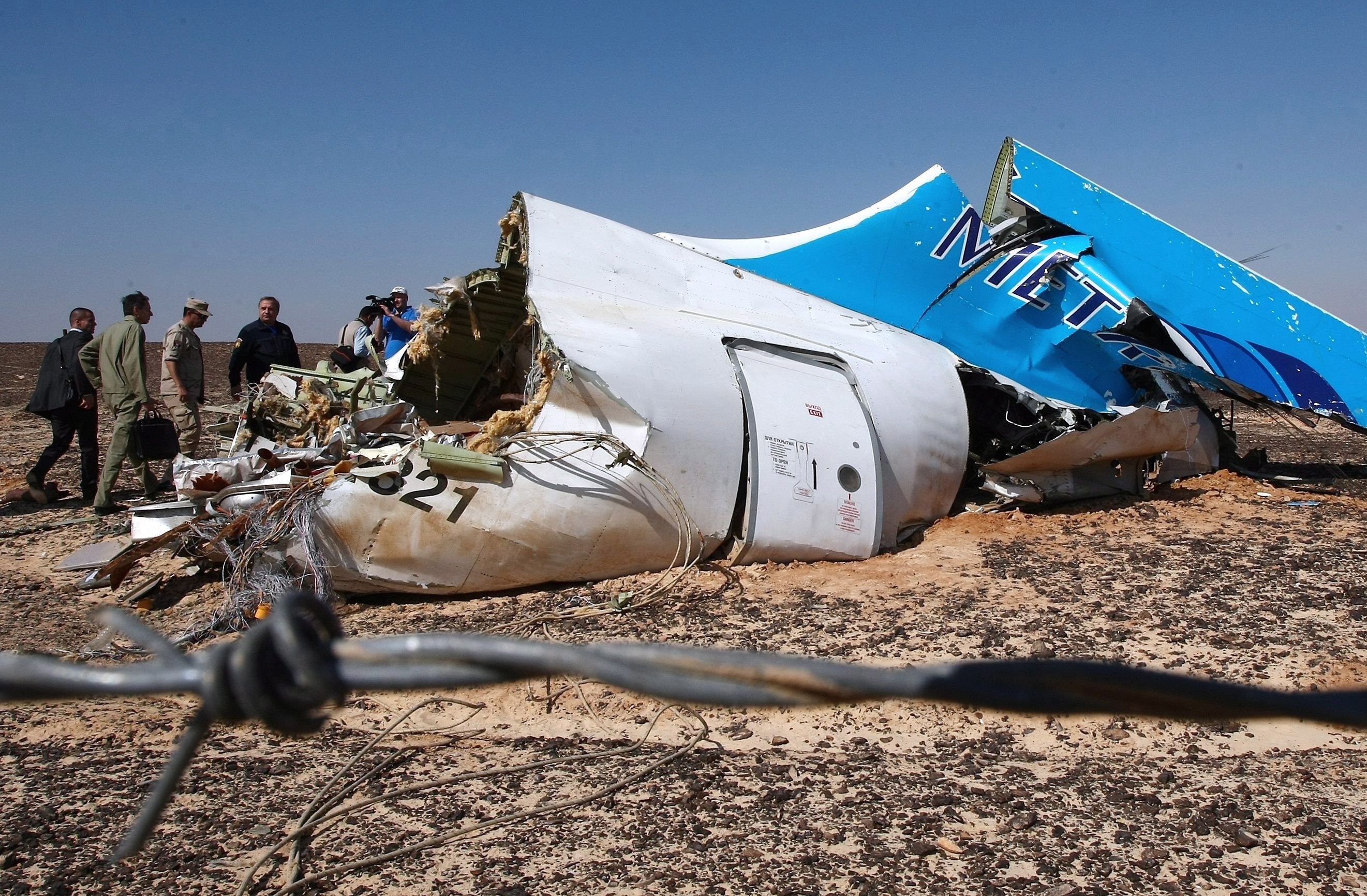 Die Wrackteile des Metrojet-Airbus auf dem Sinai