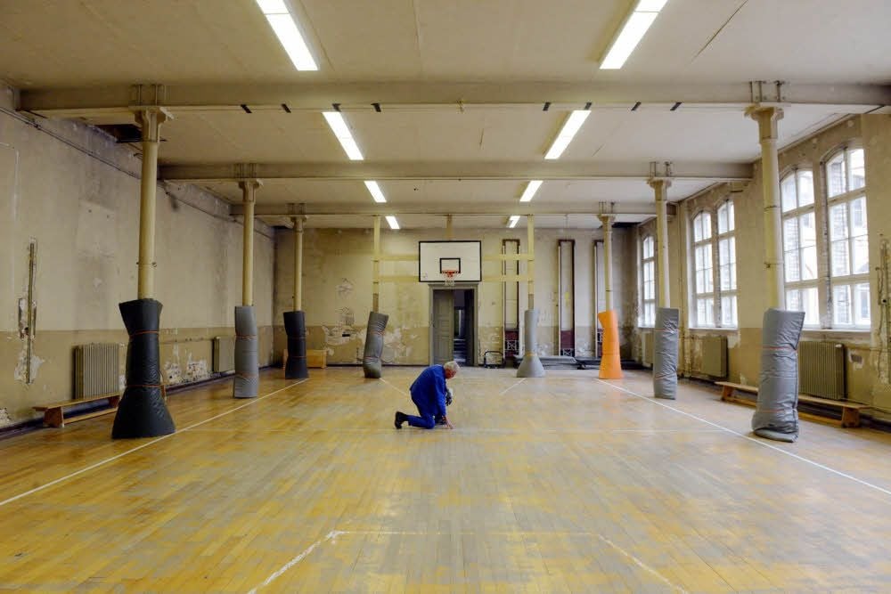 Die Turnhalle im Neuen Städtischen Gymnasium in der Oleariusstraße