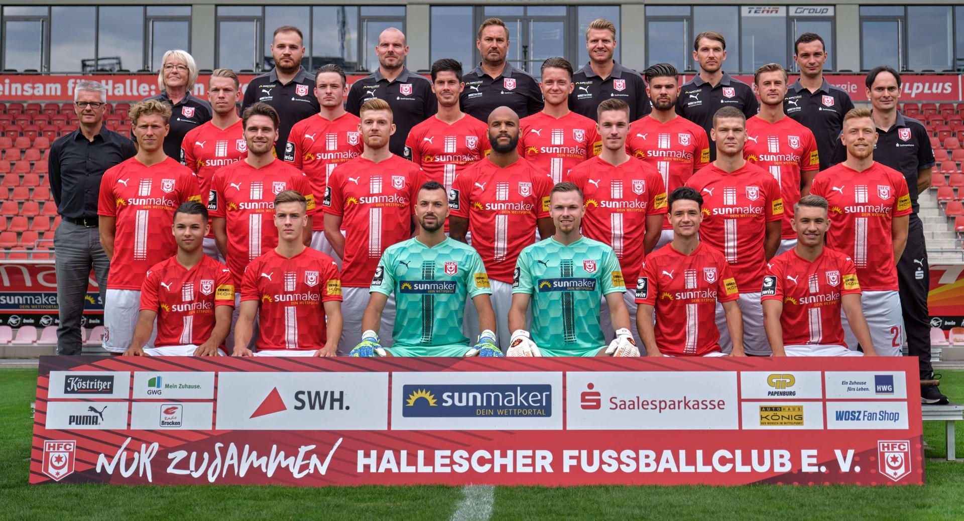 Das offizielle Mannschaftsfoto des HFC für die Drittliga-Saison 2020/21.