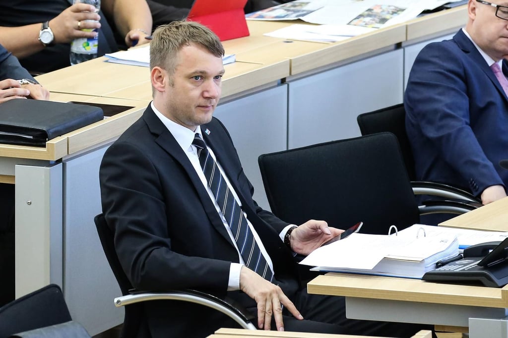 AfD-Fraktionsvorsitzender André Poggenburg während einer Sitzung im Landtag von Sachsen Anhalt in Magdeburg.