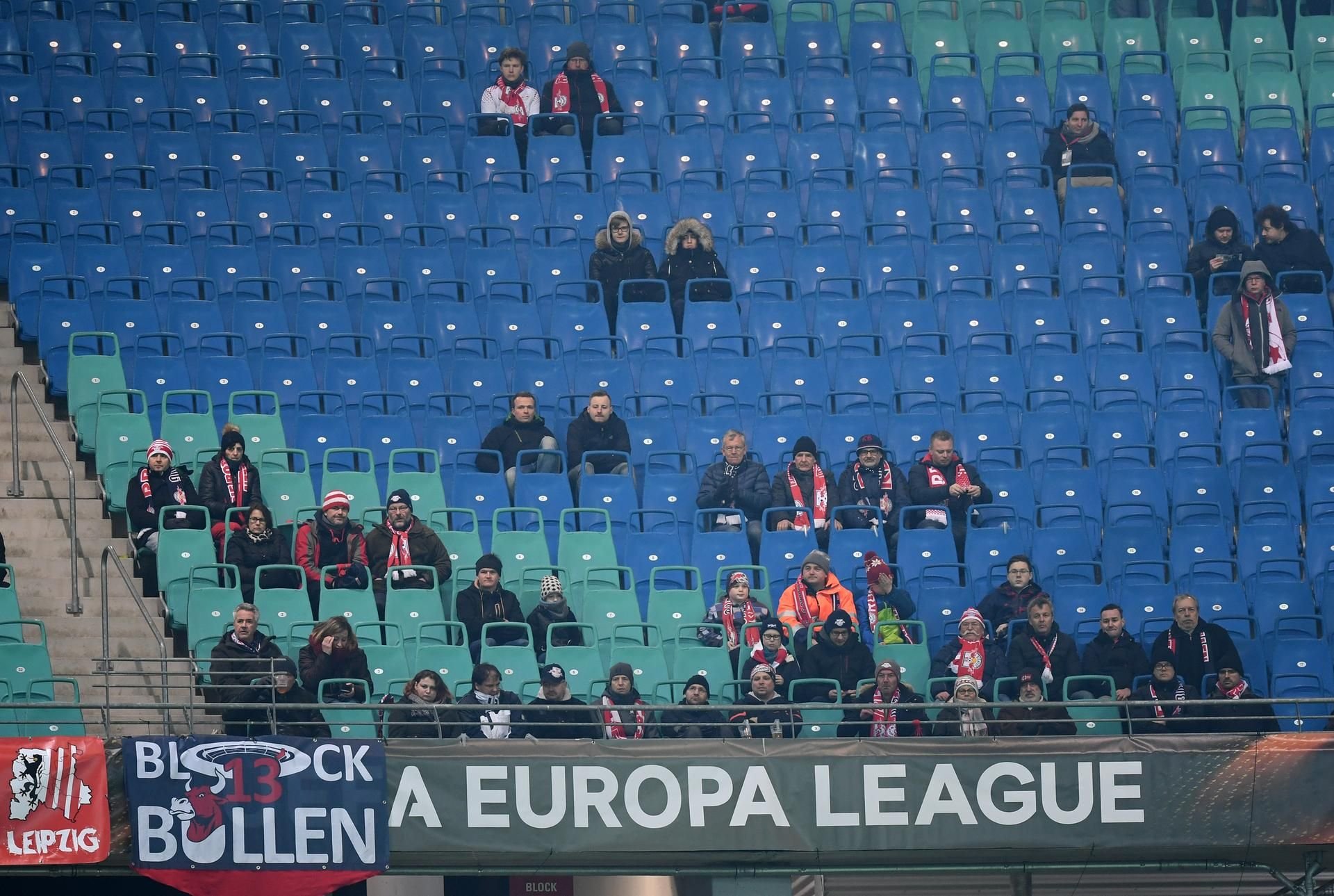 Schon in der Europa League bleiben viele Plätze leer, hier beim Spiel RB Leipzig - Zenit St. Petersburg.