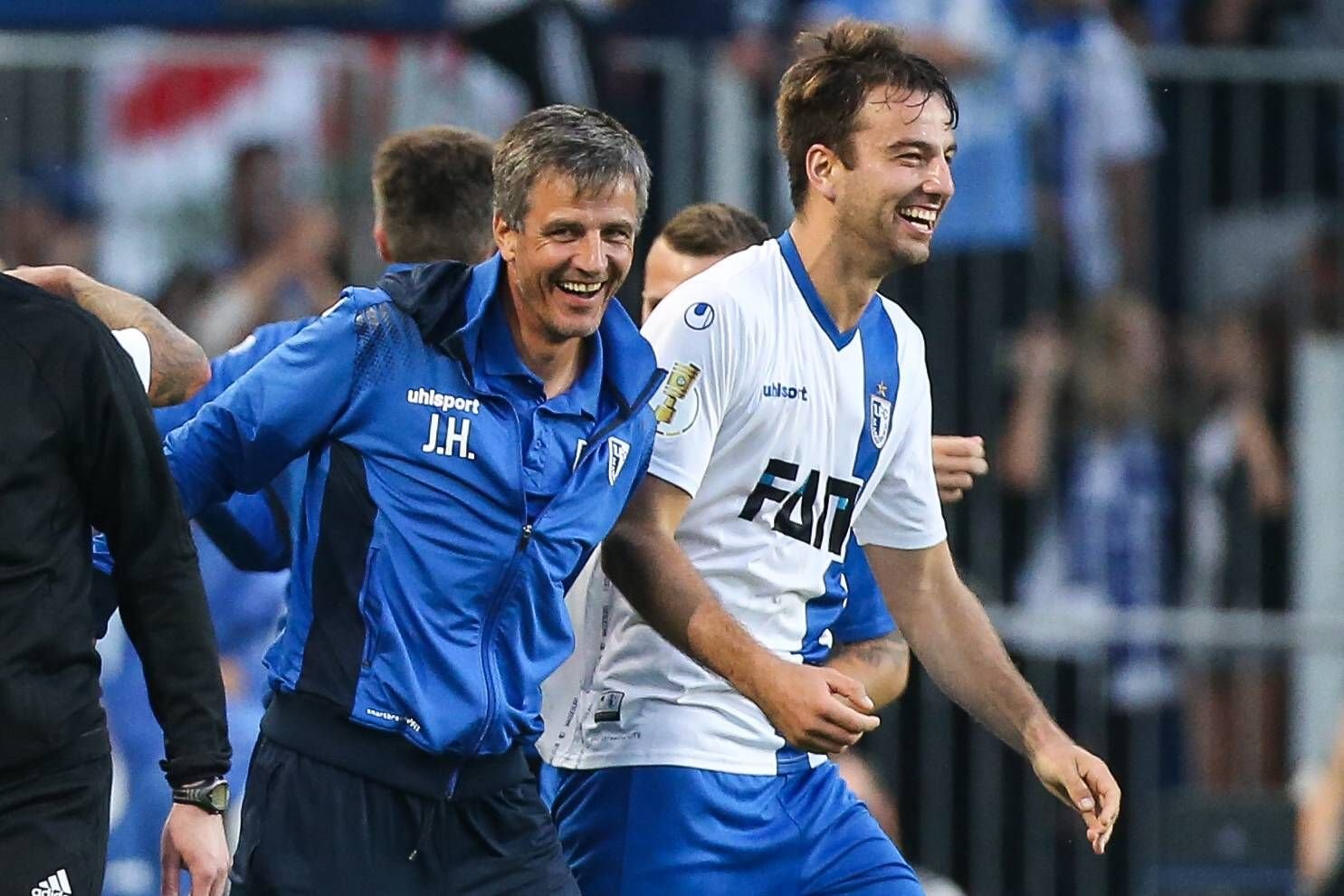 Christian Beck (r.) und Jens Härtel feierten zusammen viele Siege beim FCM.