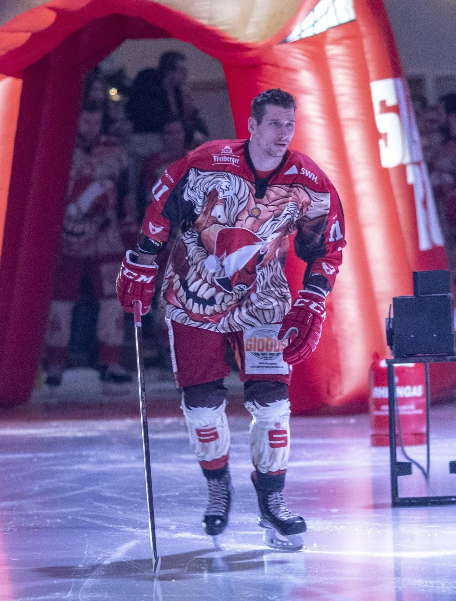 Finn Walkowiak, hier im Dezember 2018 bei einem Heimspiel der Saale Bulls.
