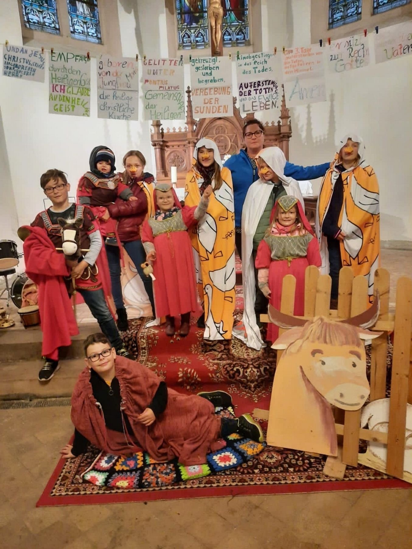 Die Kinder der Kinderkirche hatten schon ein Stück für das Martinsfest einstudiert. Das darf aber wegen der aktuellen Corona-Verordnung nicht aufgeführt werden.