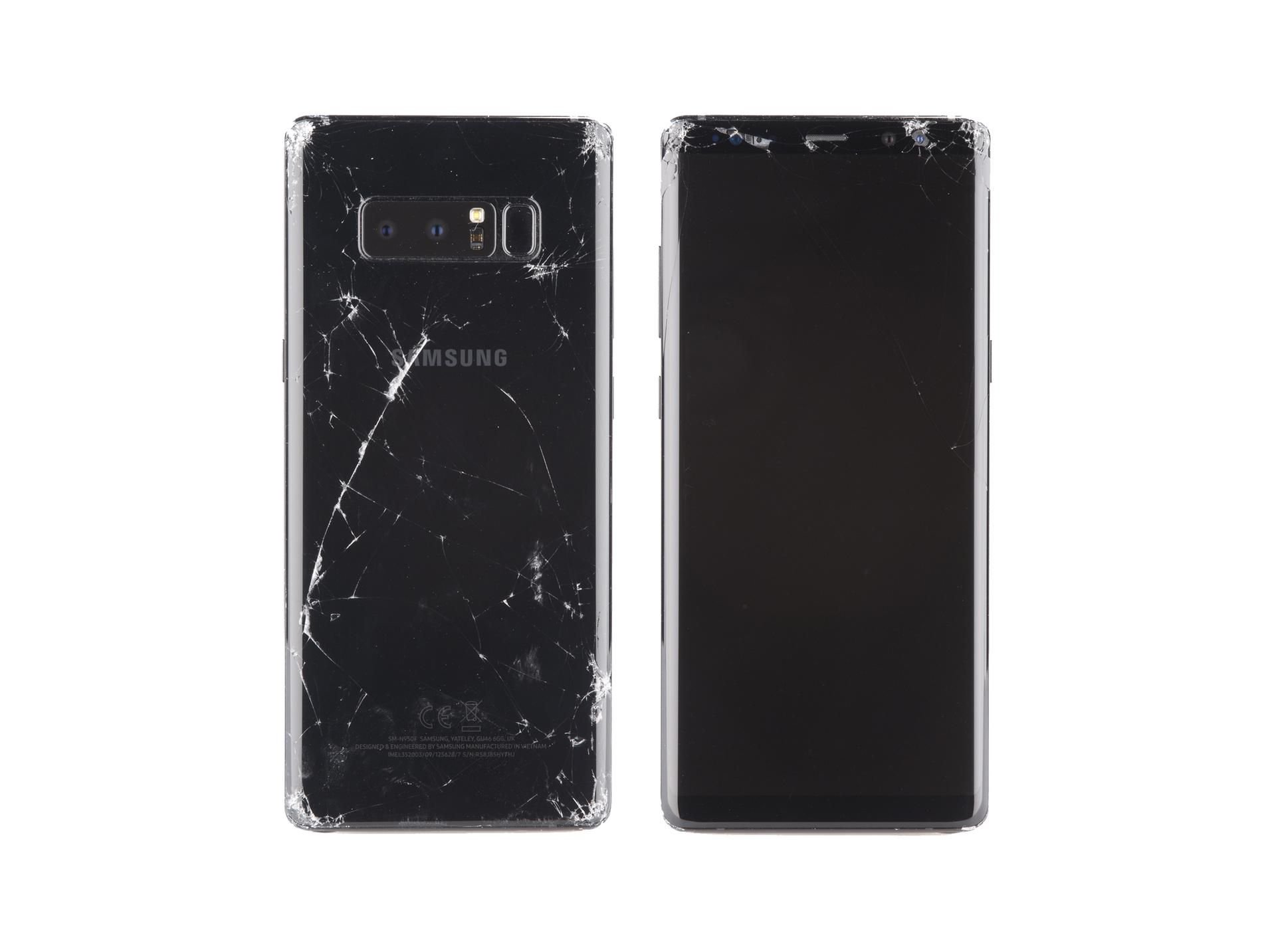 Die Falltrommel von Stiftung Warentest hat das Samsung Galaxy Note 8 nicht gut überstanden.