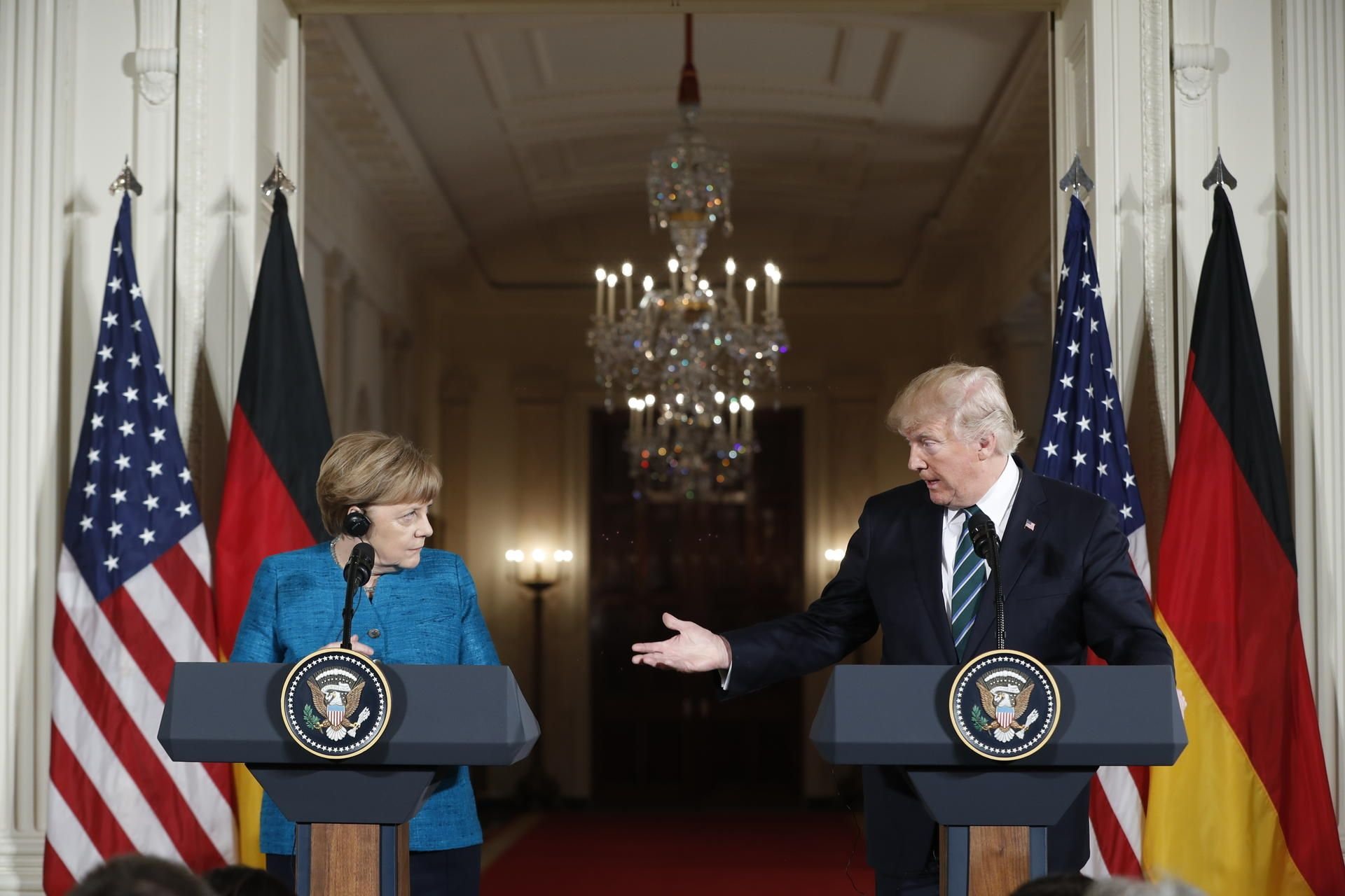 Angela Merkel mit Donald Trump bei ihrem Besuch in Washington im März