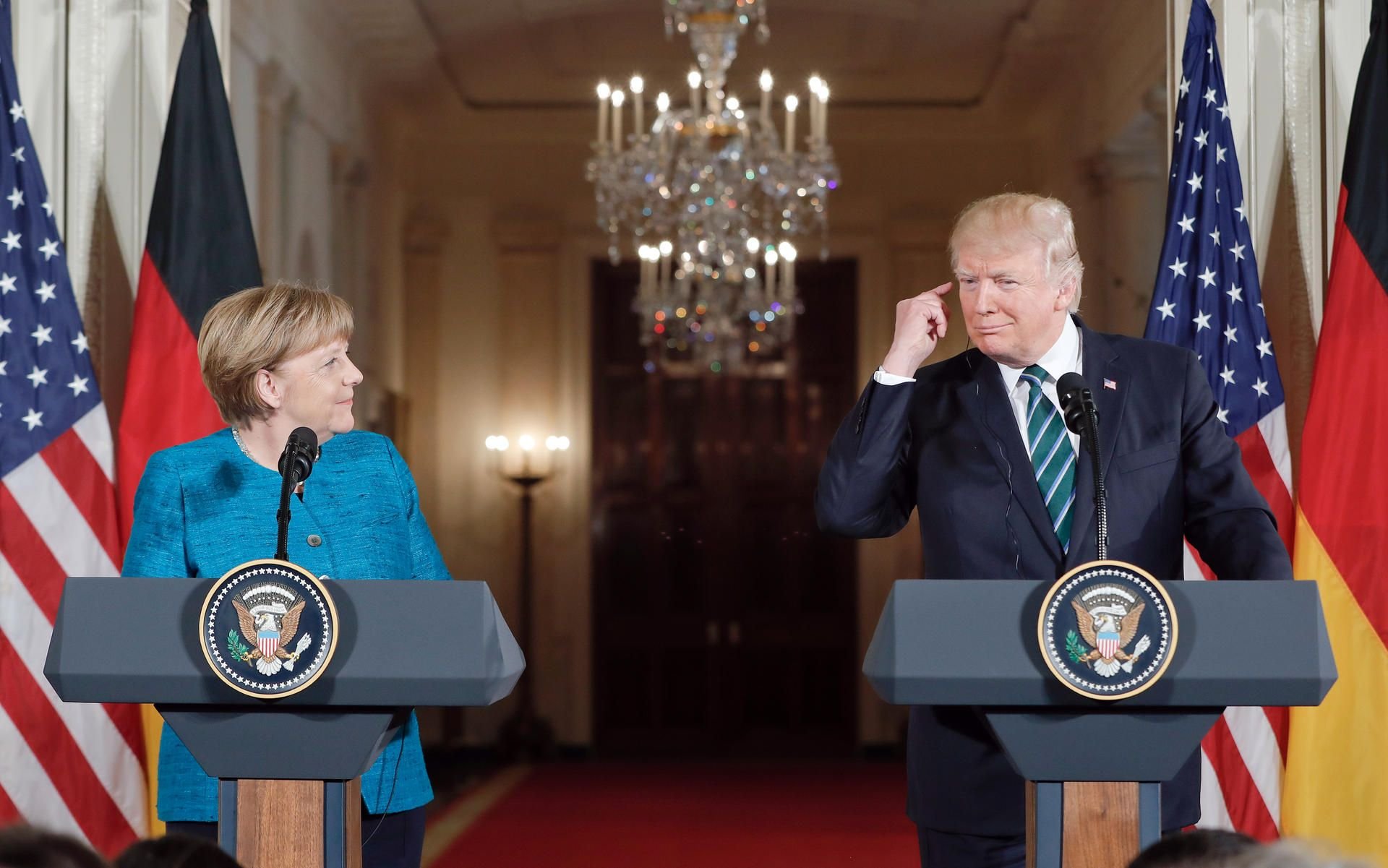 Kanzlerin Angela Merkel zusammen mit US-Präsident Donald Trump.