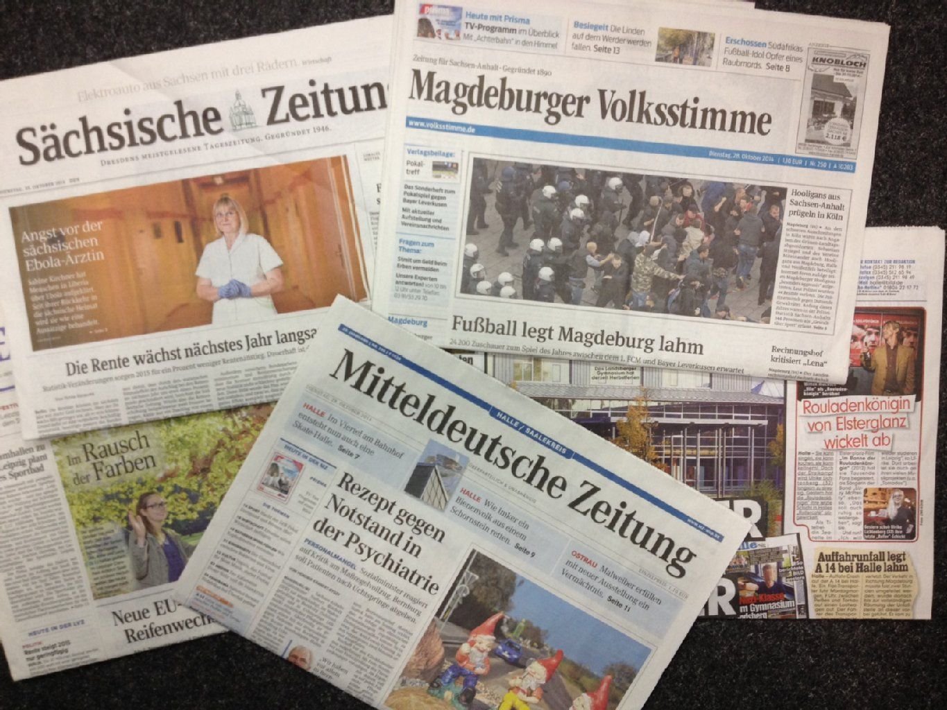 Titelseiten von Regionalzeitungen am Dienstag, 28. Oktober