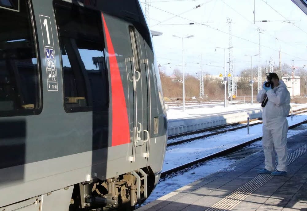 Kriminaltechniker haben den Zug, der zugleich Tatort war, später in Sangerhausen untersucht.