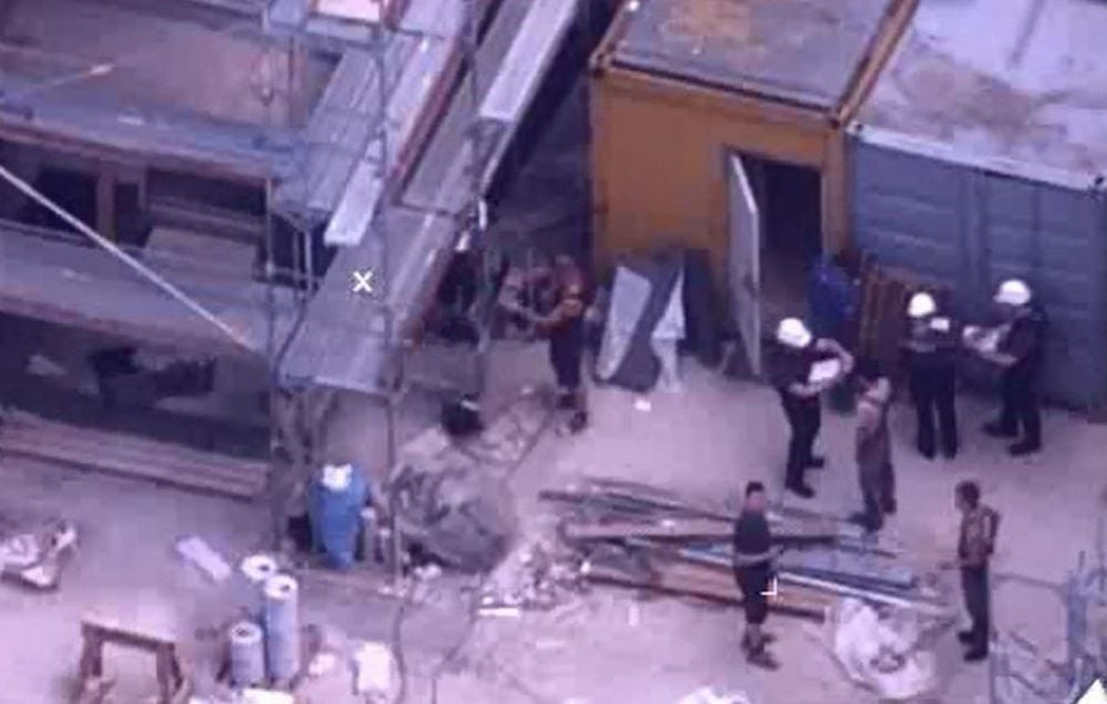 Die Razzia auf der Baustelle in Leipzig wurde von einem Hubschrauber der Bundespolizei überwacht und auch gefilmt.