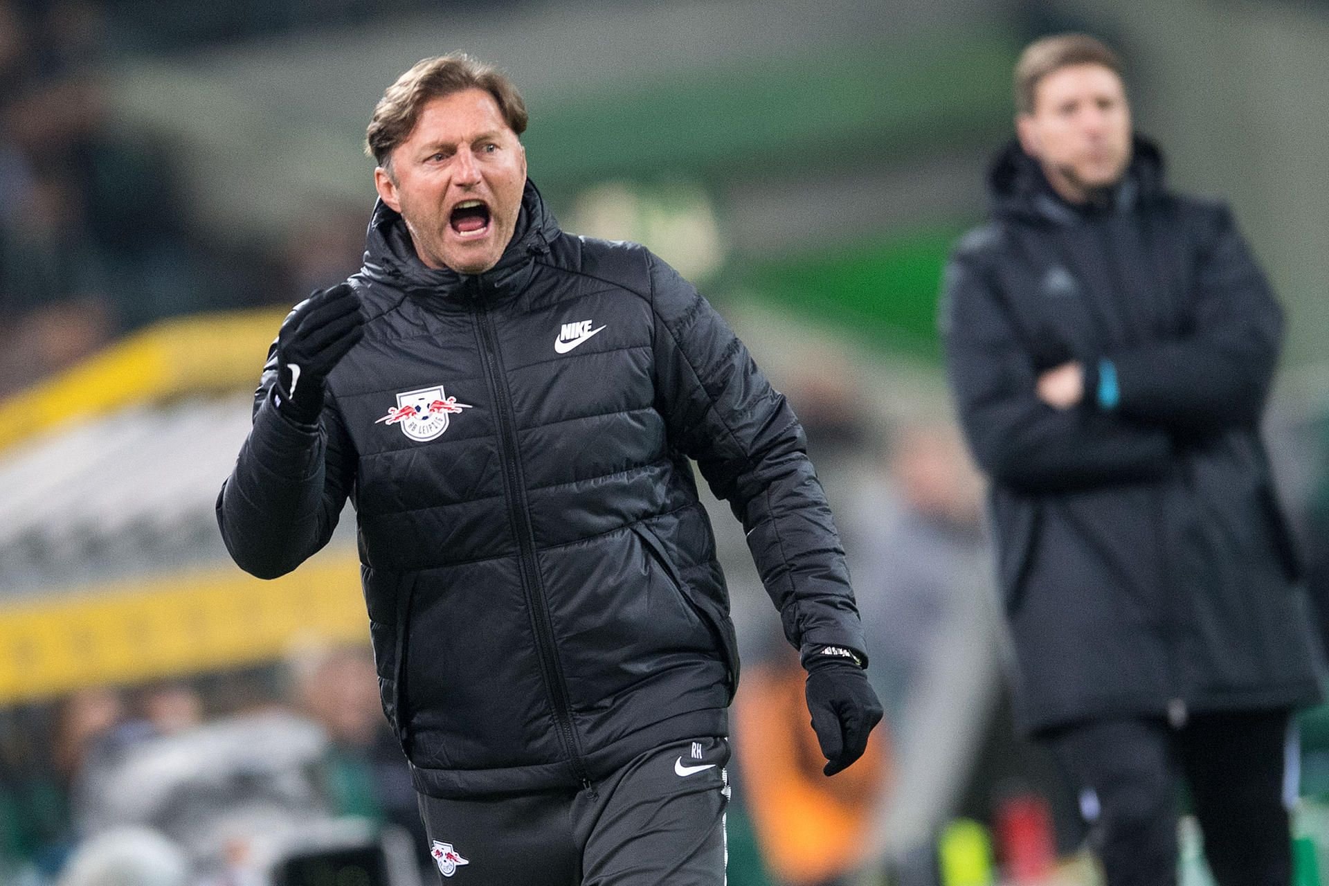 RBL-Trainer Ralph Hasenhüttl im Spiel bei Borussia Mönchengladbach.