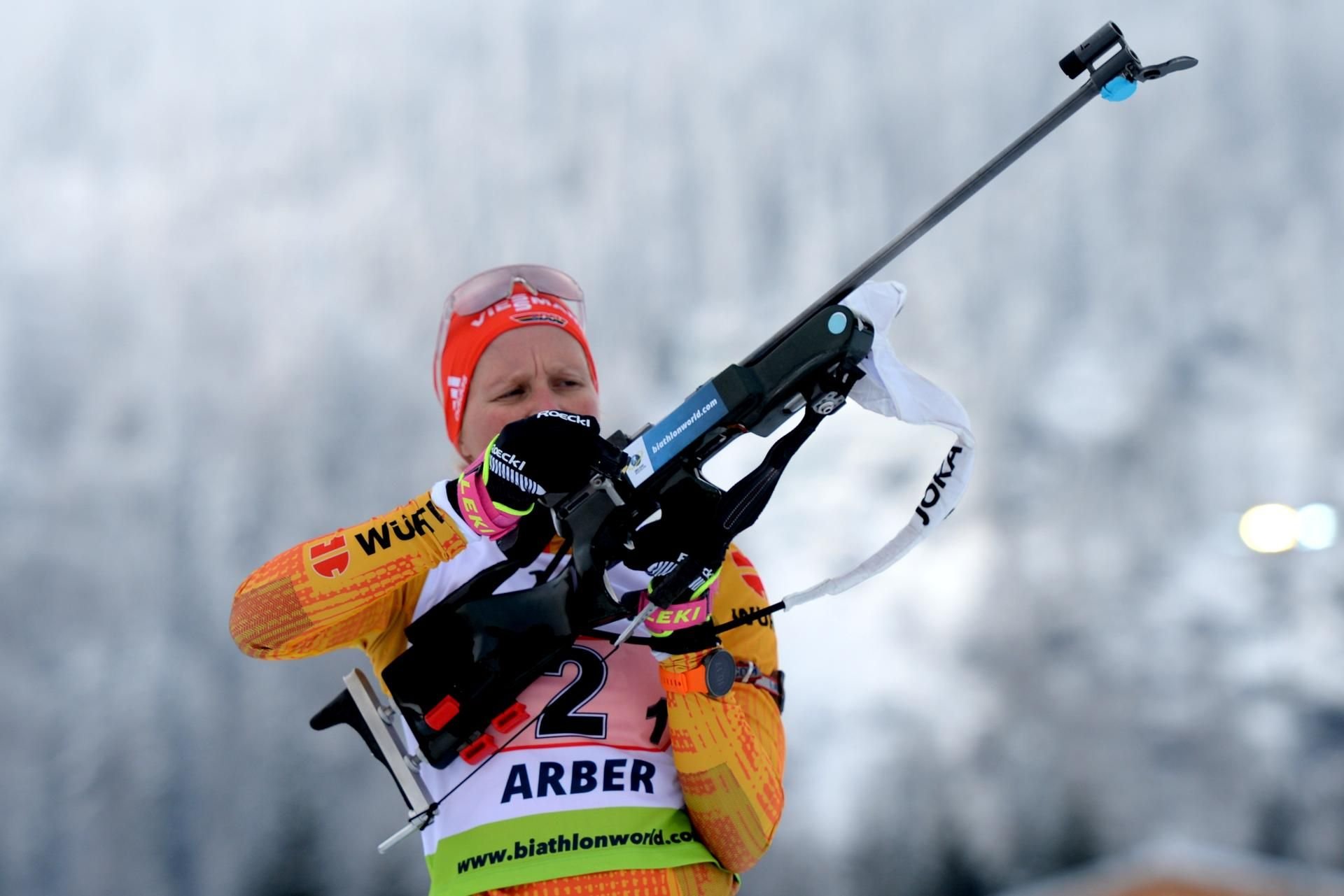 Biathletin Franziska Hildebrand aus Köthen kommt in Arber immer besser in Form.