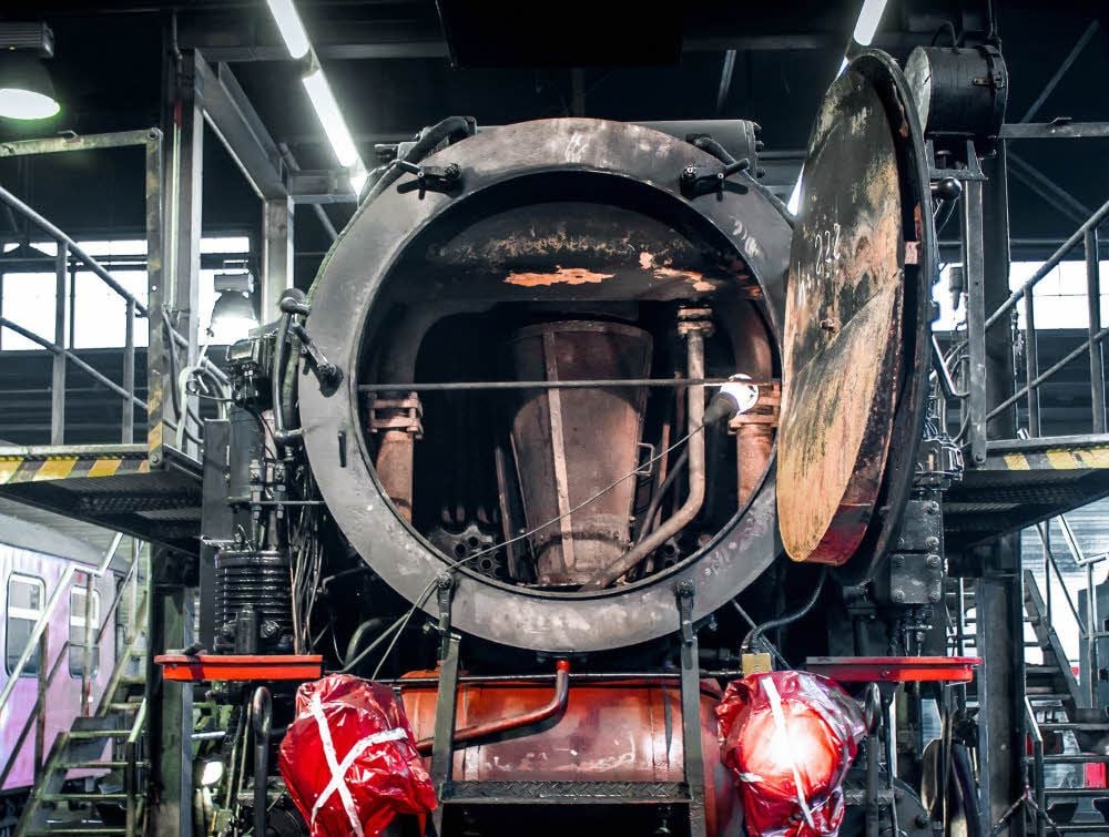 Der trichterförmige Funkenfänger befindet sich in der so genannten Rauchkammer unter dem Schornstein der Dampflokomotive.