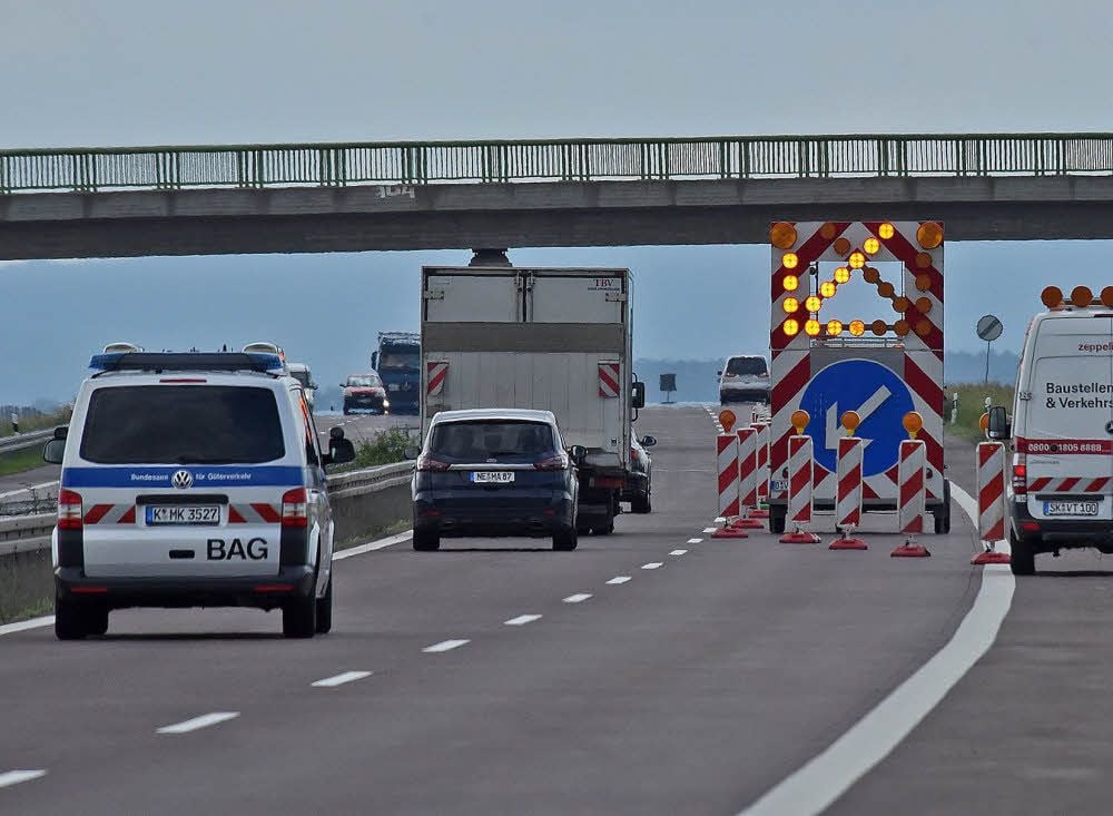 Baustelle auf der A36 zwischen Hoym (Salzlandkreis) und Quedlinburg (Landkreis Harz)