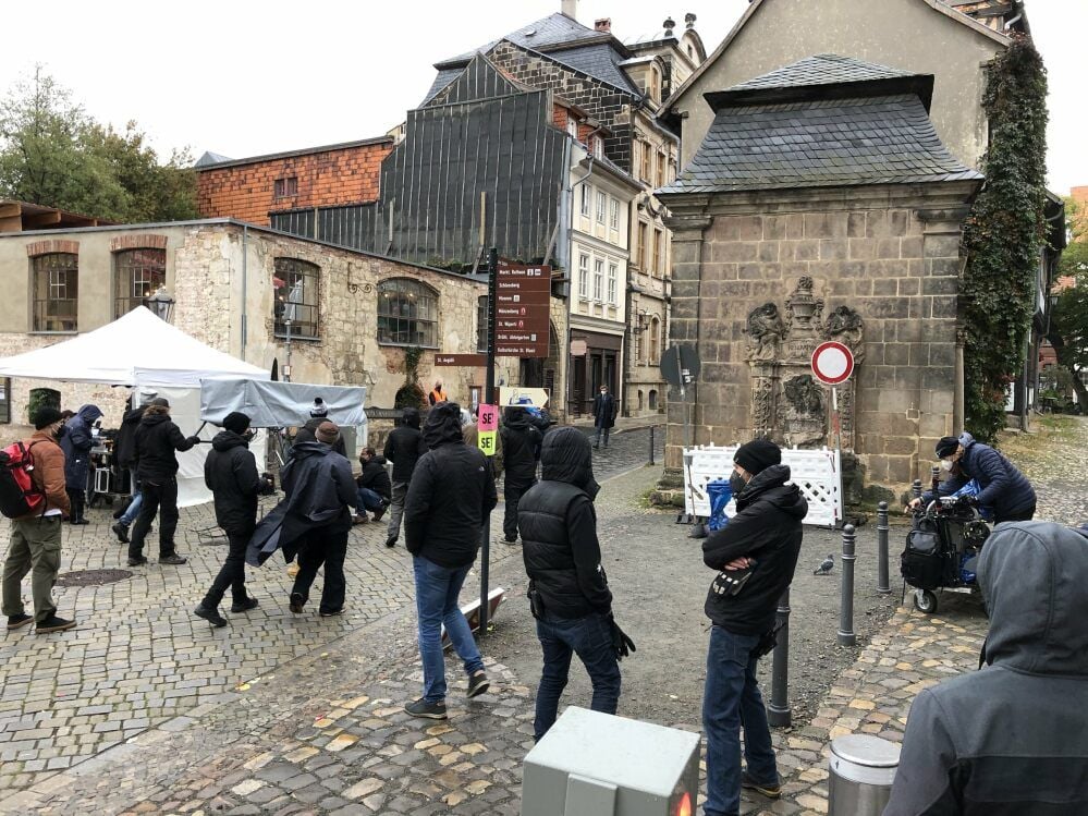 Vorbereitung für den nächsten Dreh am Kornmarkt.