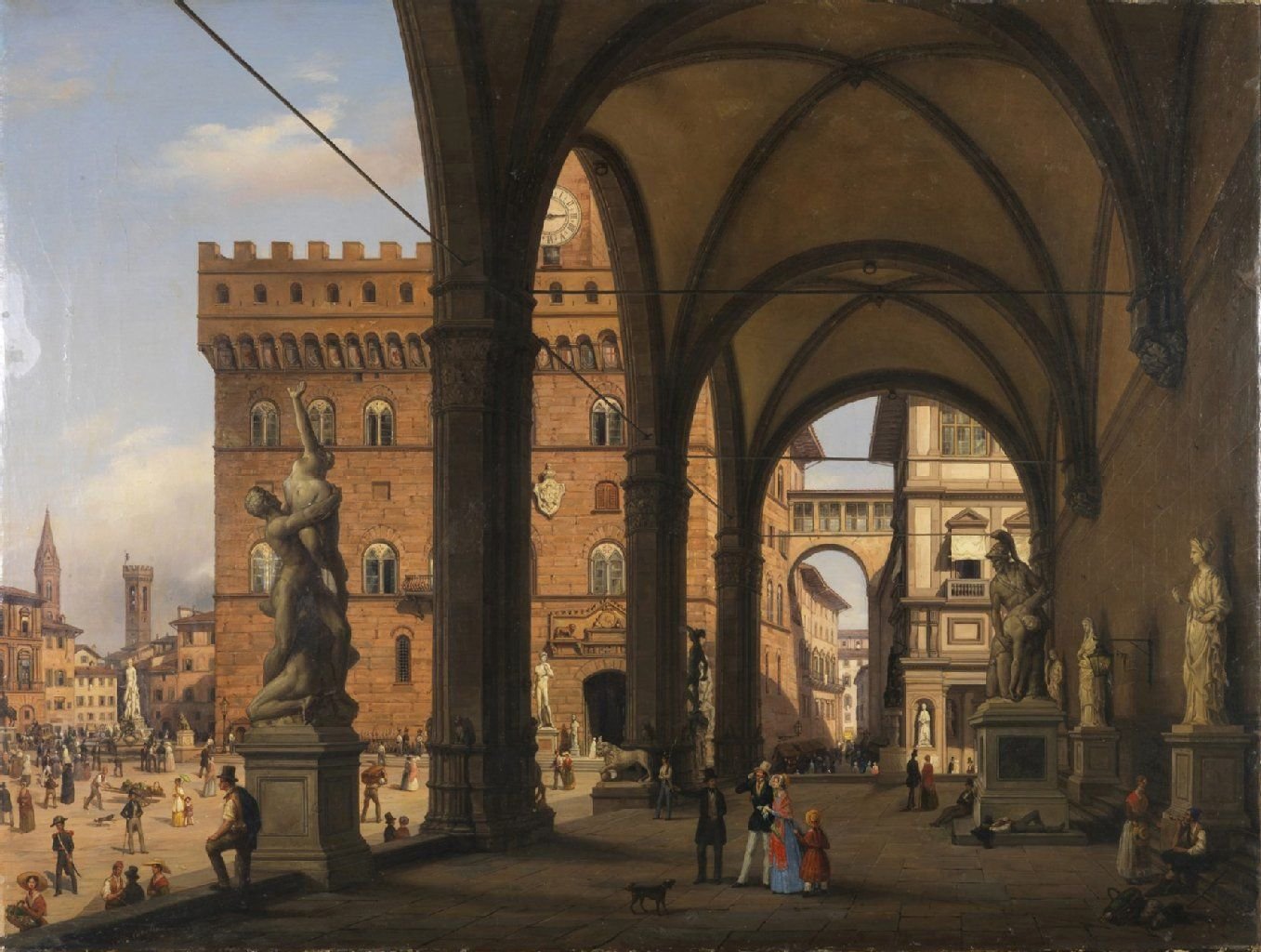 Die "Ansicht der Piazza della Signoria" von Carlo Canella: Florenz war im 19. Jahrhundert kulturelles Zentrum von Kunst und Wissenschaft, europäische Intellektuelle besuchten die toskanische Metropole auf ihrer Grand Tour.