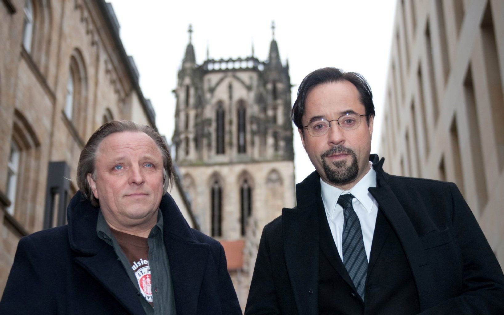 Beliebtes Tatort-Duo: Axel Prahl (l) als Kommissar Thiel und Jan Josef Liefers als Professor Boerne.