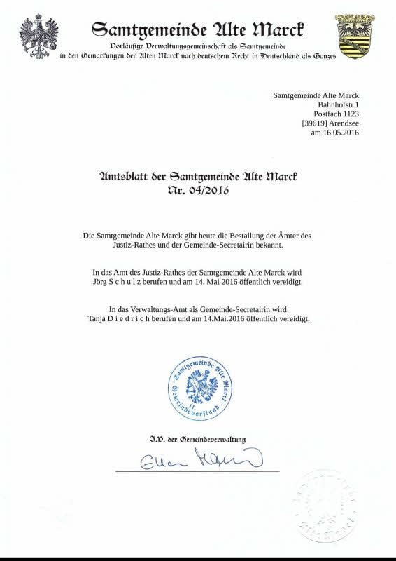 Papiere der Samtgemeinde Alte Marck