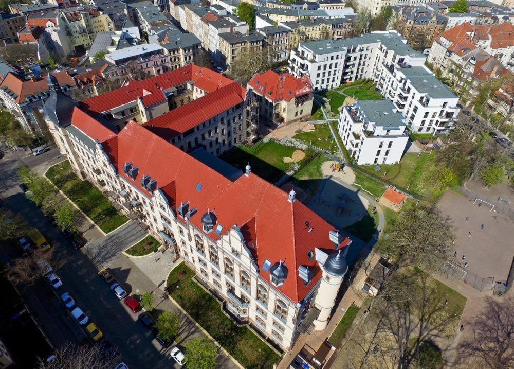Das sanierte ehemalige Regierungspräsidium, der Pauluspark, gehört zu den angesagtesten Wohnanlagen in Halle.