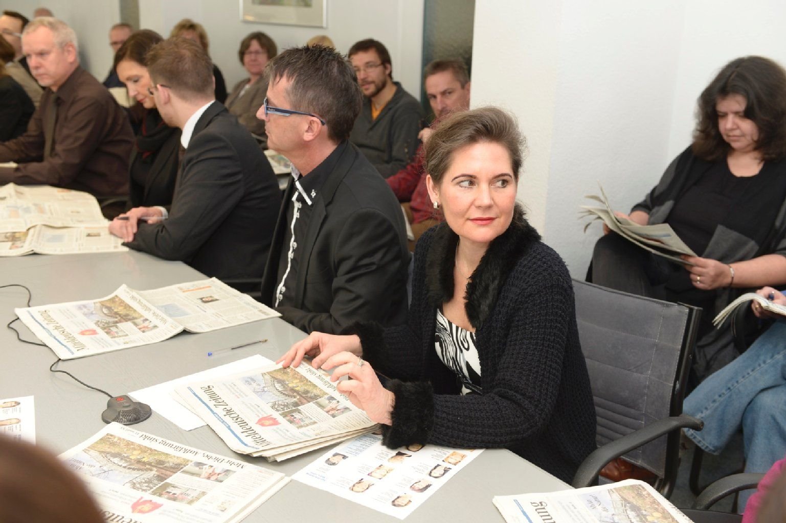 Elke Simon-Kuch, Chefin einer Werbeagentur in Weißenfels, bei der 11 Uhr Konferenz.