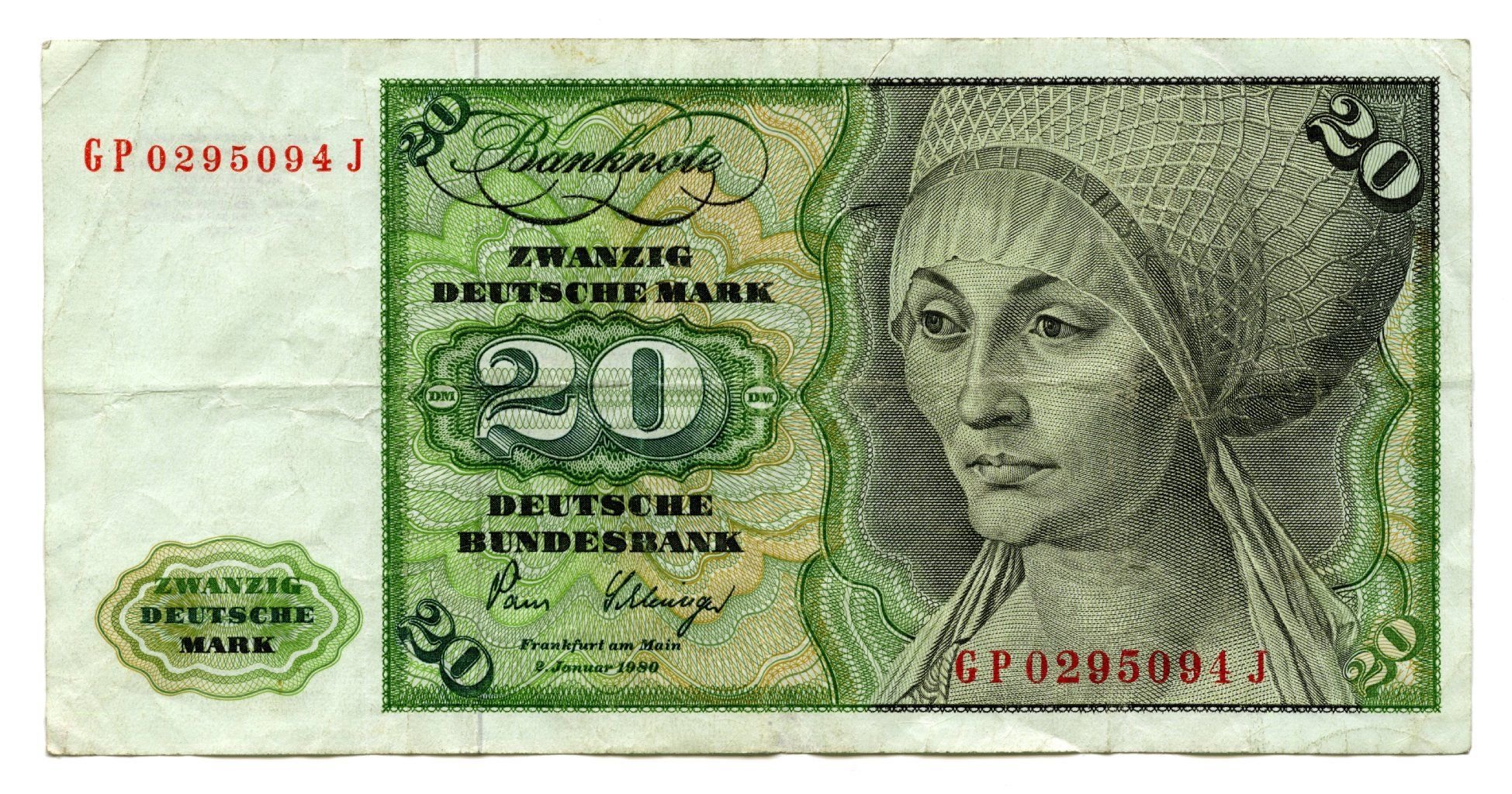 Diese Version des Zwanzig-D-Mark-Scheins war am längsten unverändert in Umlauf. Sie wurde als erste Banknote der dritten Serie am 10. Februar 1961 erstmals ausgegeben, erst nach 11.371 Tagen (über 31 Jahren) wurde die Nachfolgenote in Umlauf gebracht.