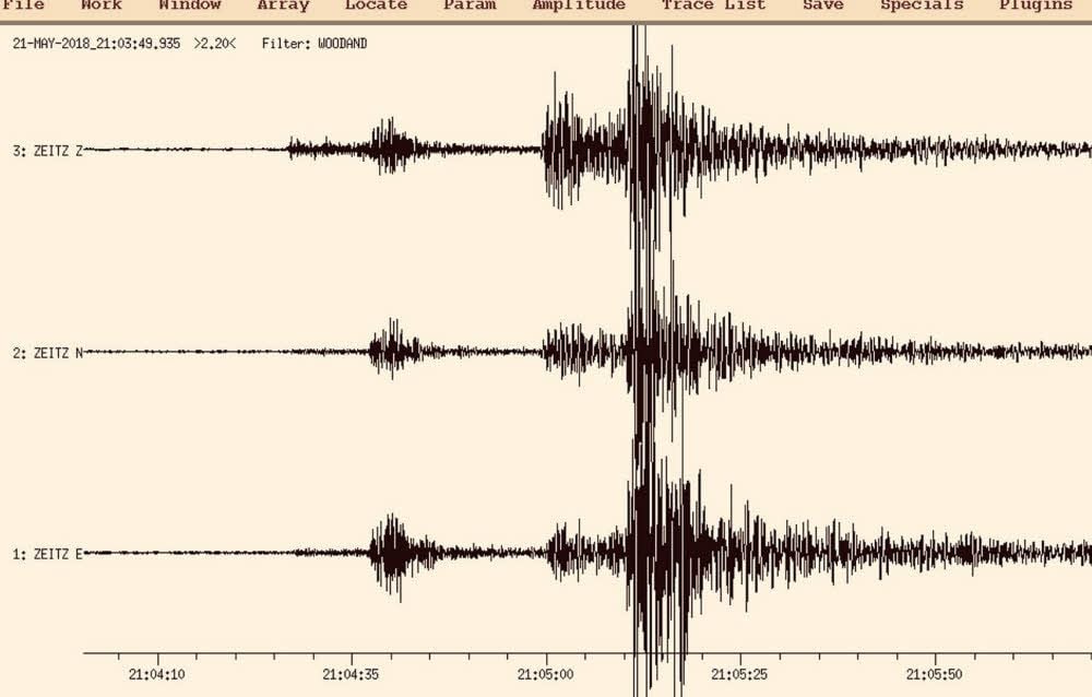 In der Moritzburg von Zeitz steht ein Seismometer. Das zeichnete Montagabend diese Schwingungen auf.