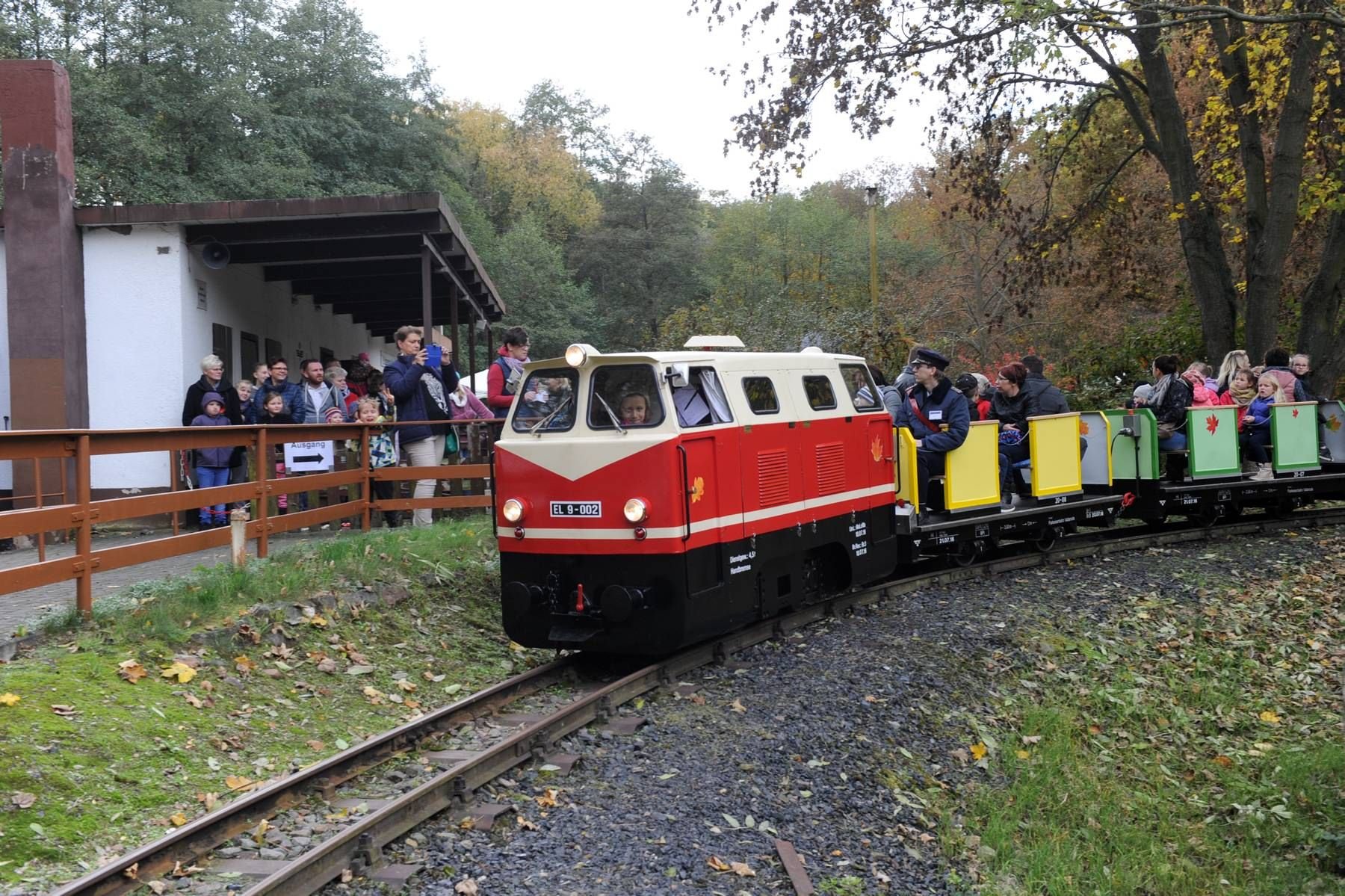 Am Bahnhof „Mansfeld Schleife“ warteten unzählige Besucher auf die Parkeisenbahn, um mit ihr zu fahren.