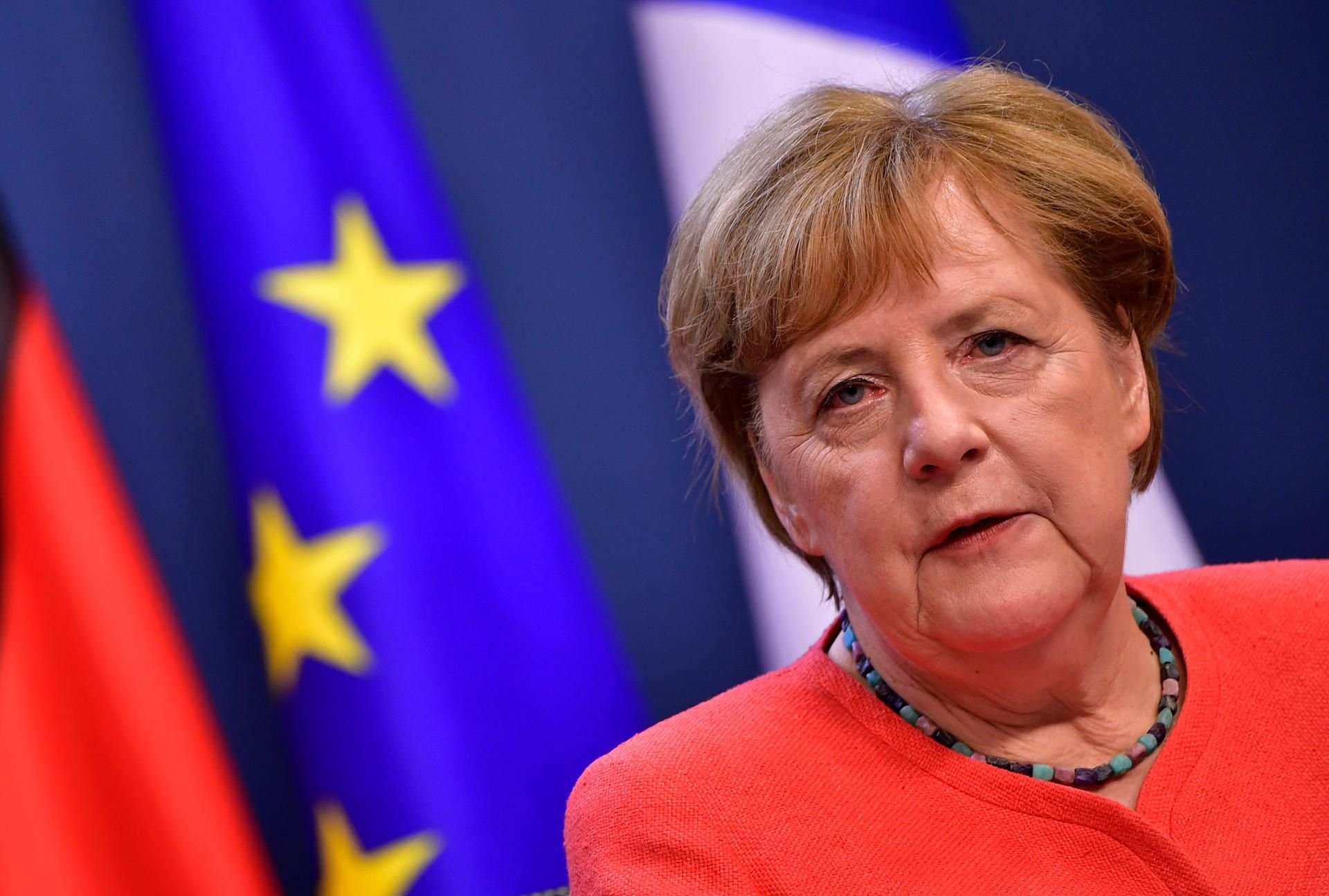 Bundeskanzlerin Angela Merkel nach mehr als vier Tagen Verhandlungen in Brüssel