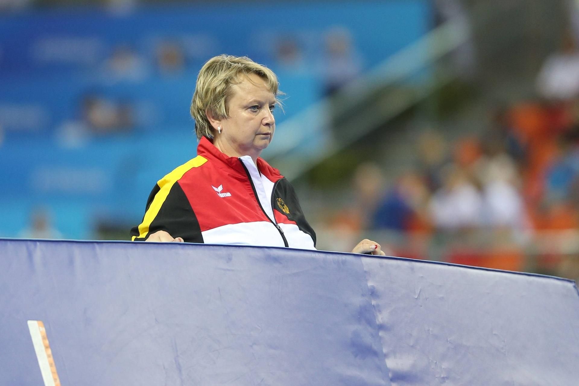 Die Chemnitzer Turn-Trainerin Gabriele Frehse, hier 2014 bei der WM in Nanning.