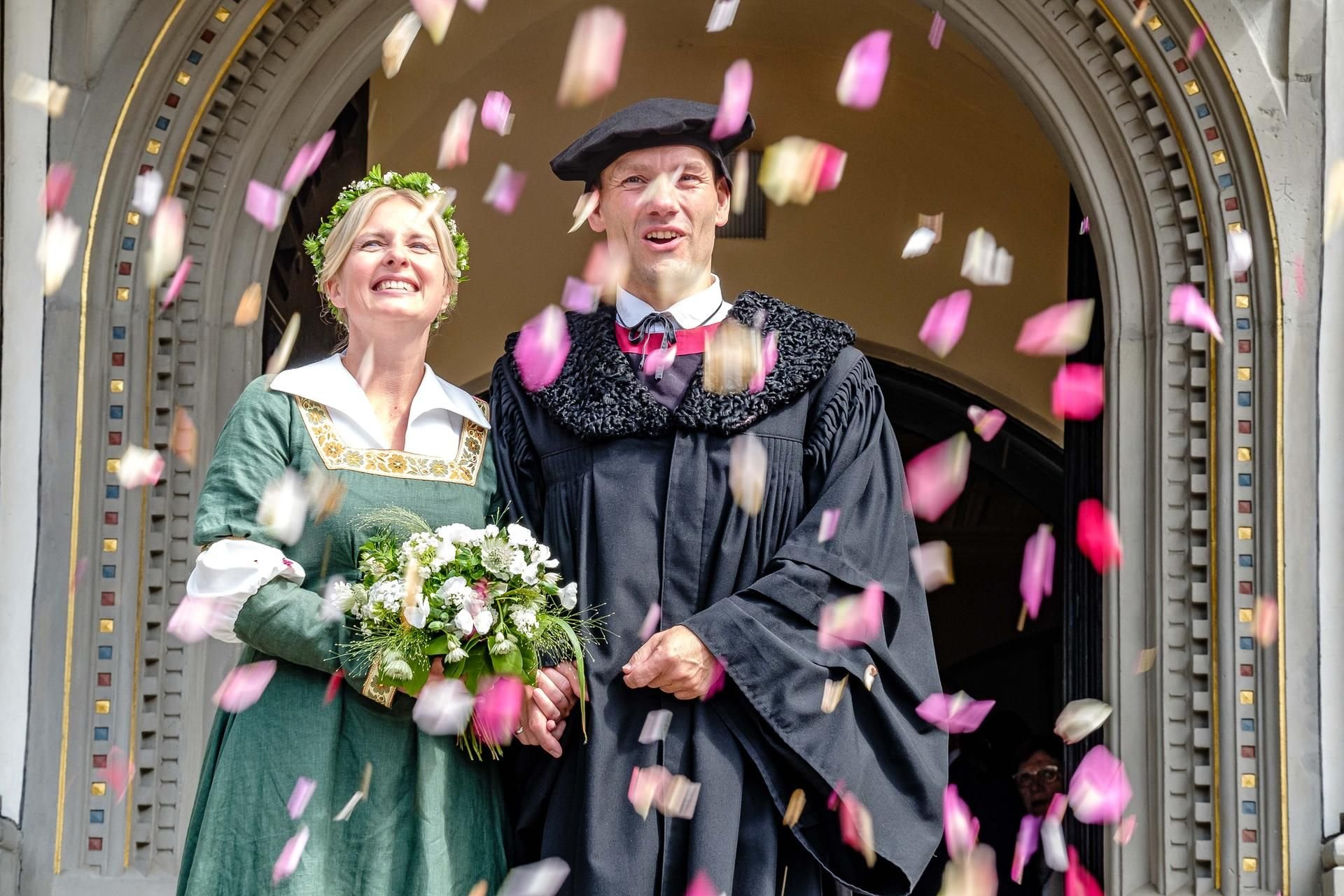 Marco Glaß und Ramona Weiss sind nicht nur das diesjährige Lutherpaar - sie sind auch das erste in 25 Jahren Festgeschichte, dass zu Luthers Hochzeit auch im richtigen Leben heiratet.