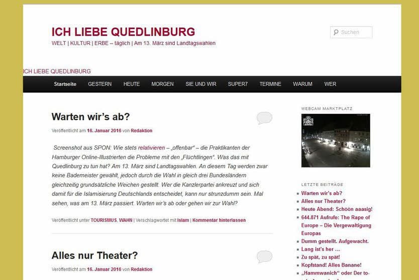 So sah sie aus, die Webseite www.ichliebequedlinburg.de