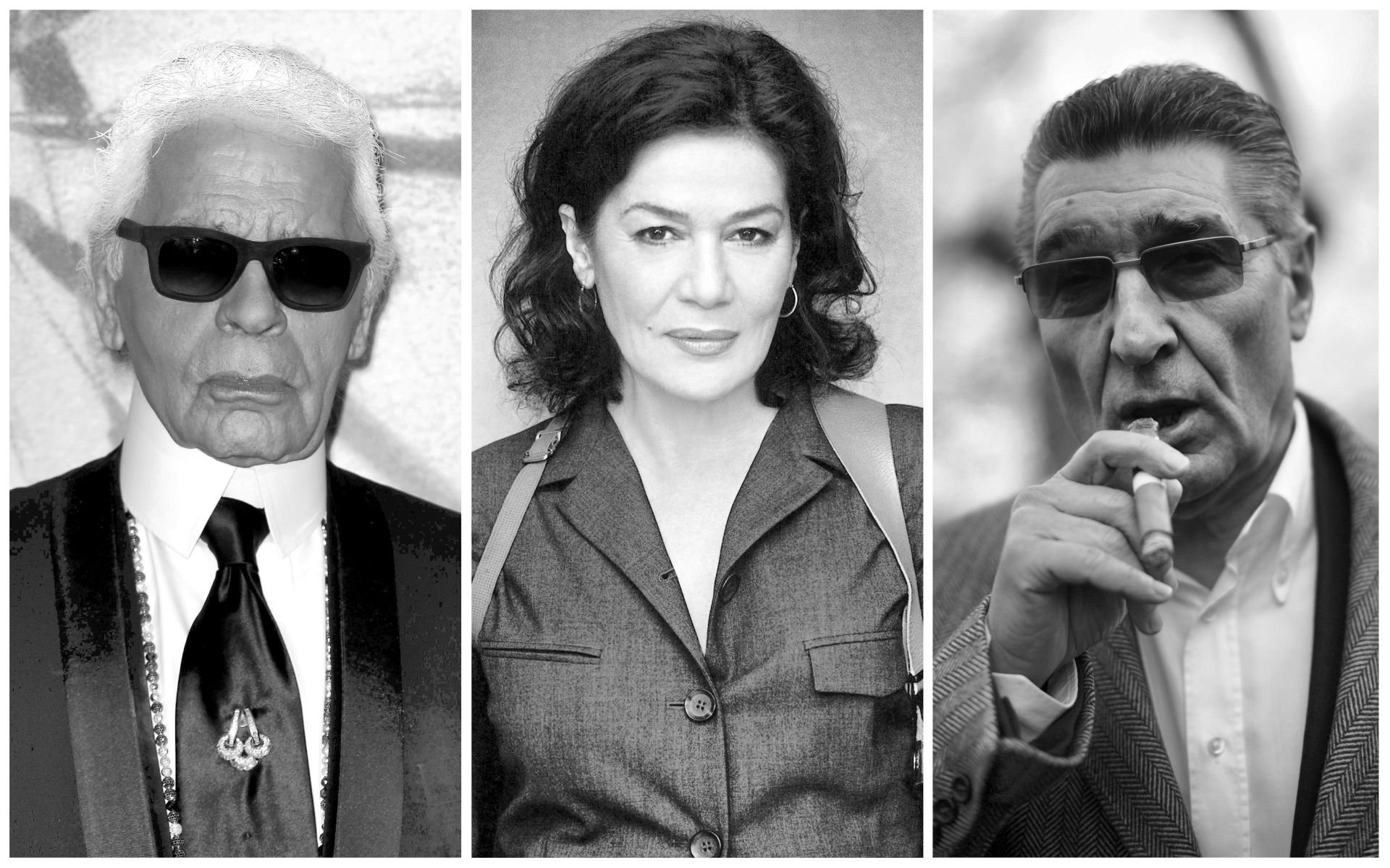 Karl Lagerfeld, Hannelore Elsner und Rudi Assauer (v.l.)