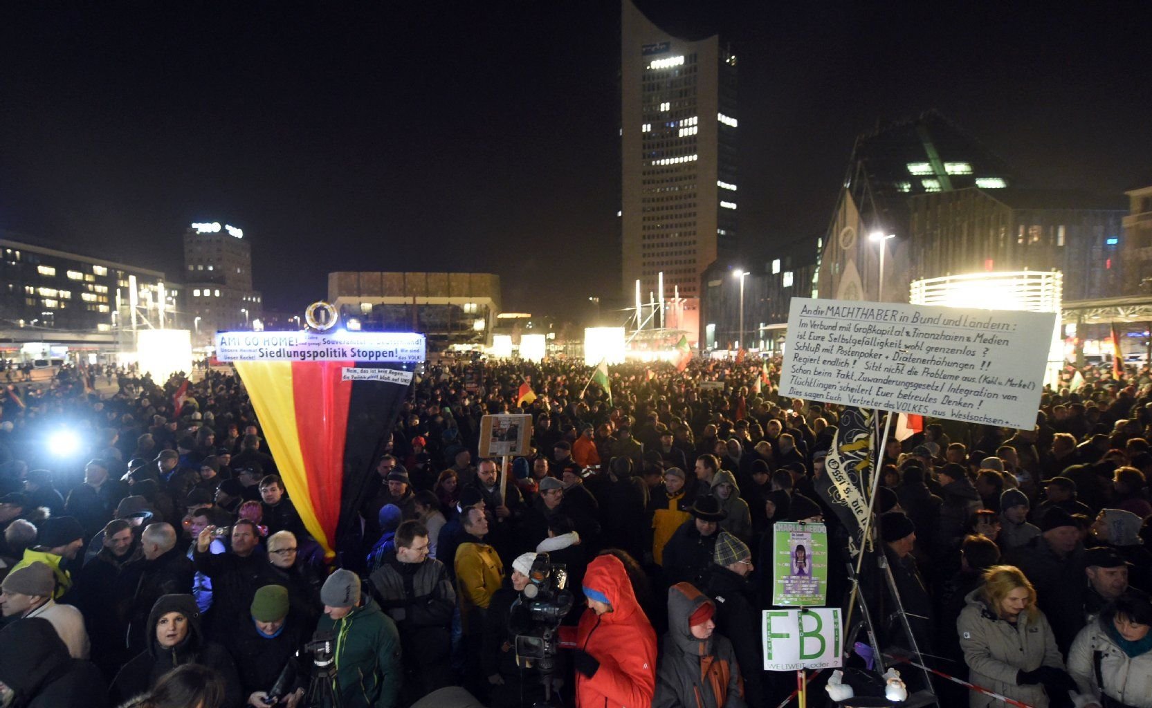 Startpunkt der Legida-Kundgebung war der Augustusplatz. Von dort lief Legida über einen Teil des Innenstadtrings.