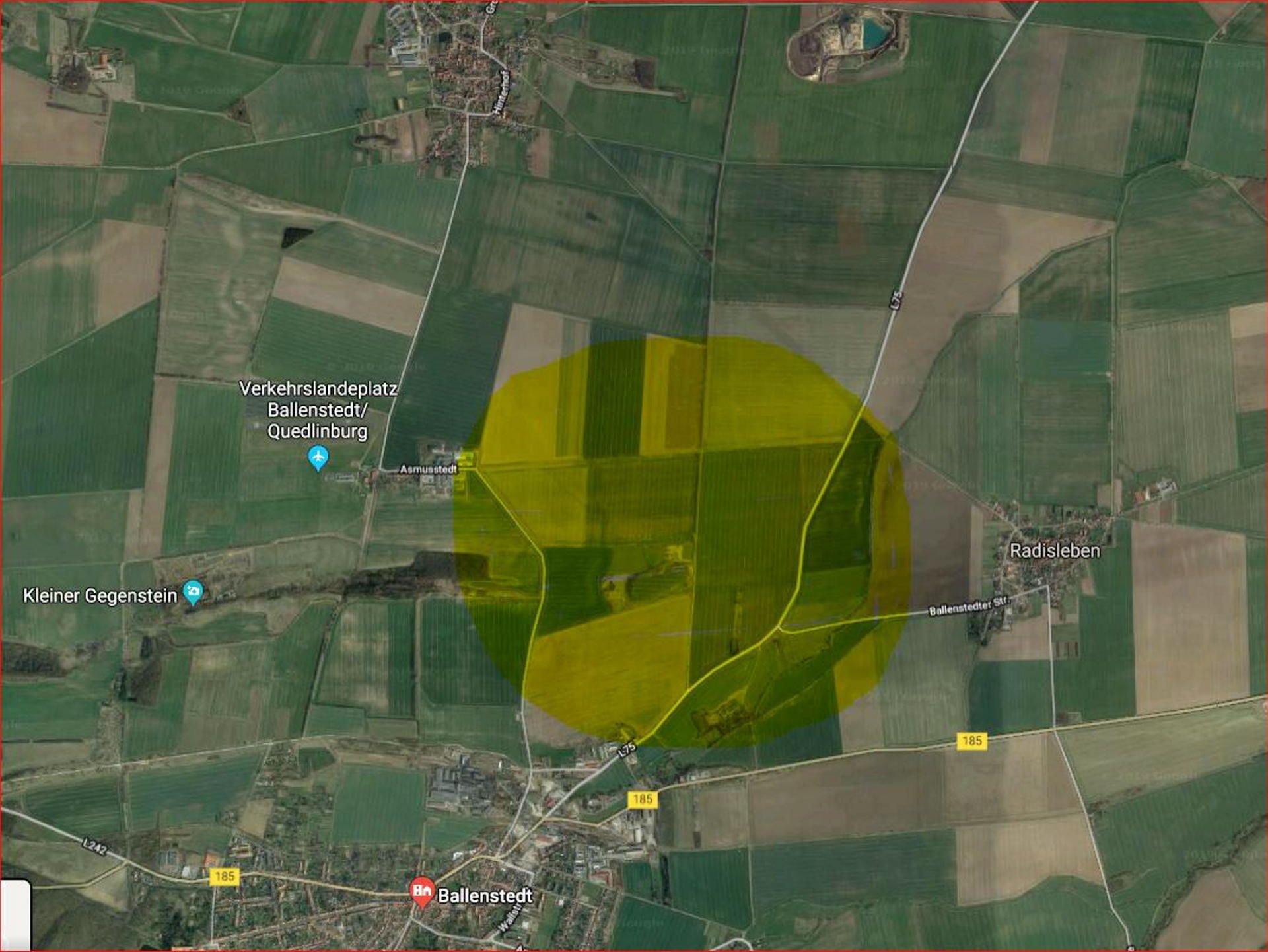 Irgendwo in diesem gelb gekennzeichneten Bereich war die Deponie geplant.