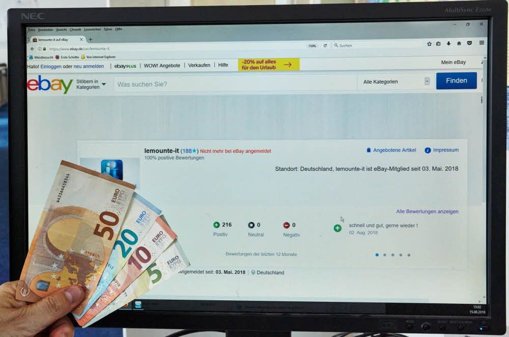 Unter dem Benutzernamen „lemounte-it“ lockte der mutmaßliche Betrüger seine Opfer auf Ebay mit angeblich nur positiven Kundenbewertungen in die Falle.