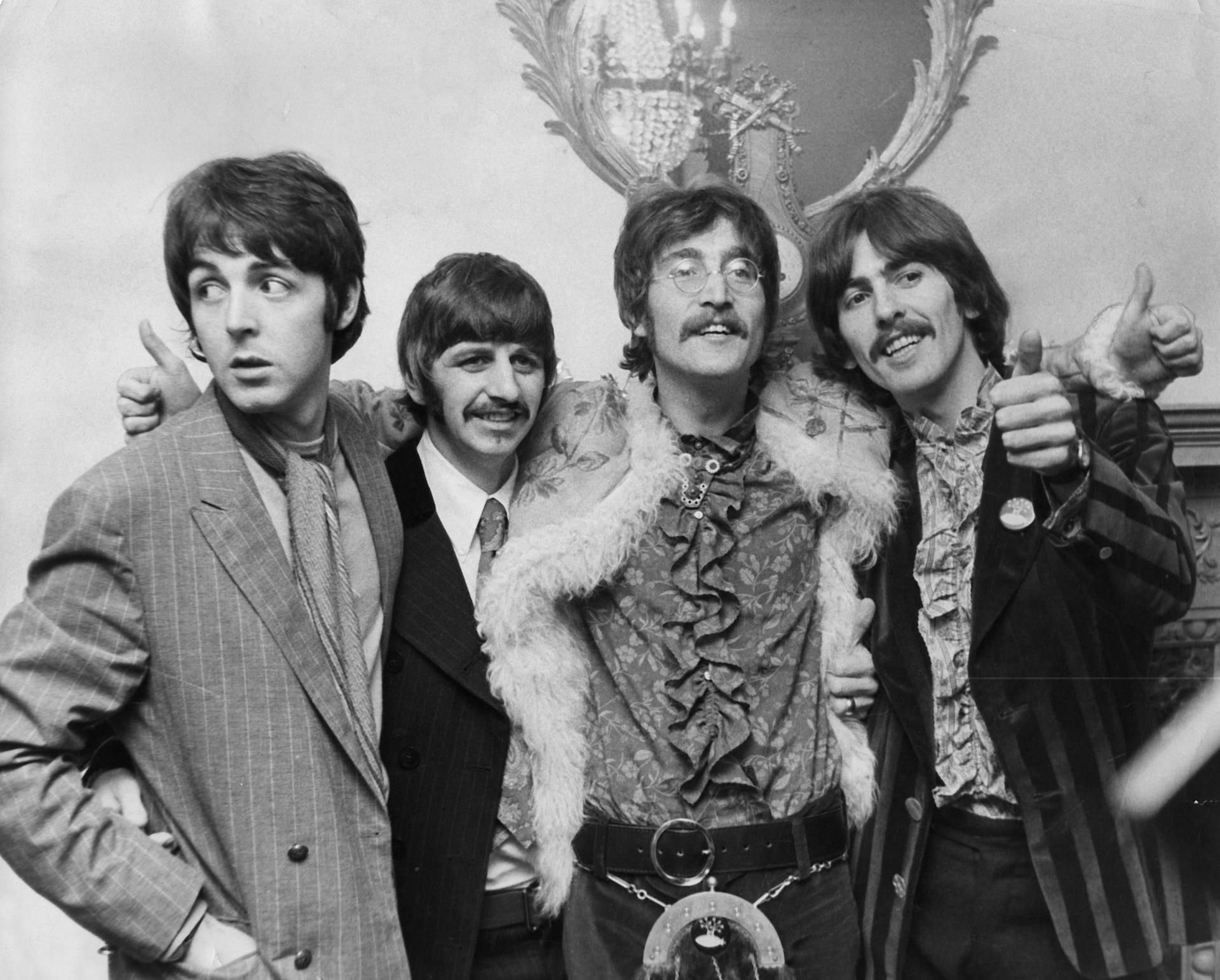 Die Beatles bei einem Pressetermin in London am 9. August 1969.