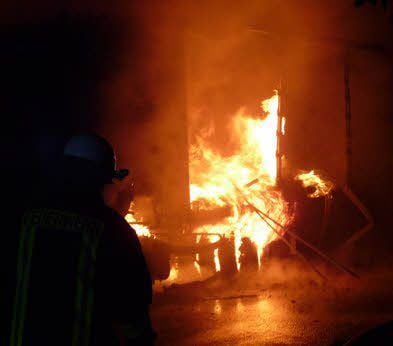 Der brennende Lkw in Kelbra.