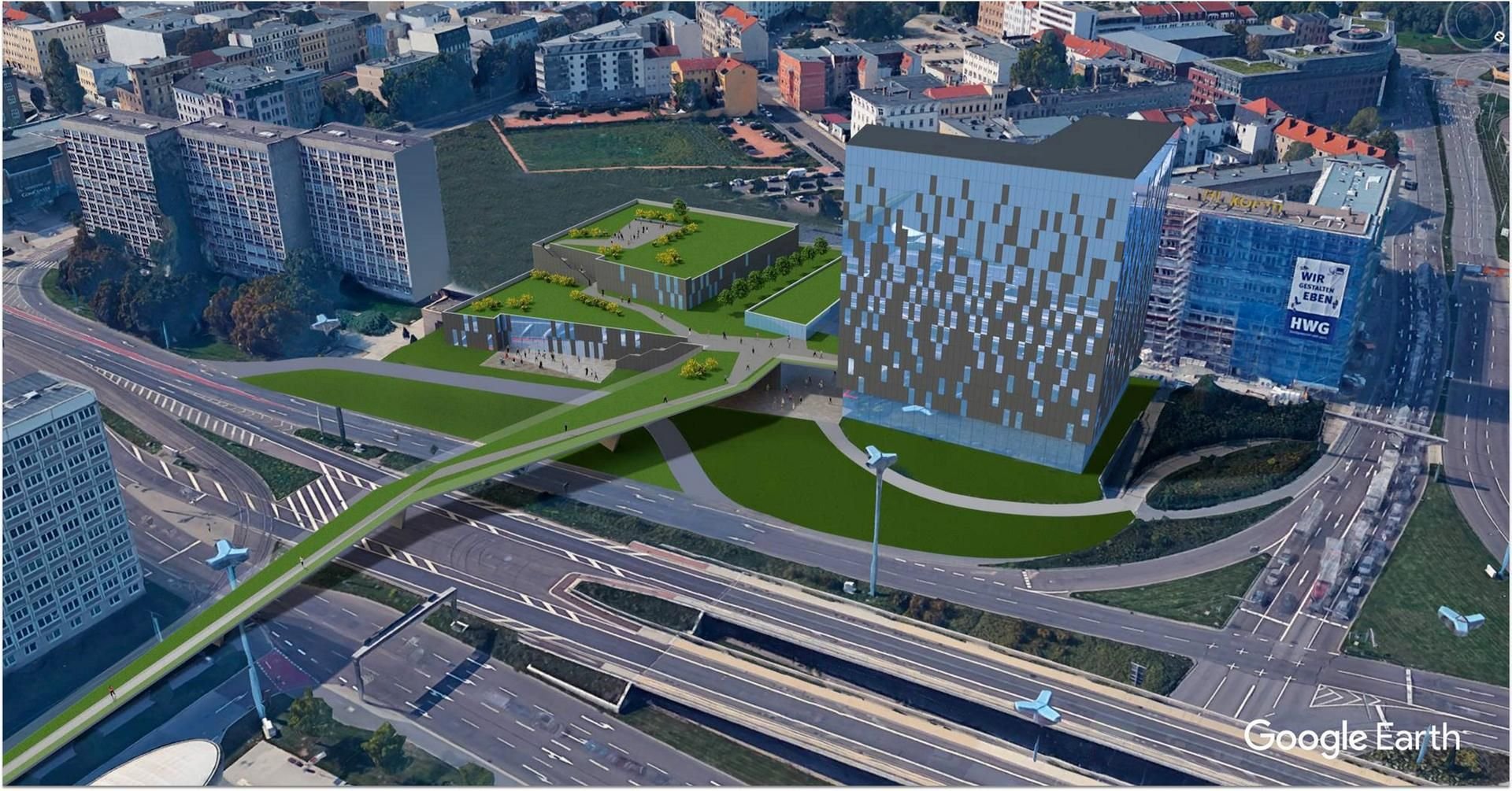 So könnte das neue Hotel und Kongresszentrum am Riebeckplatz aussehen.