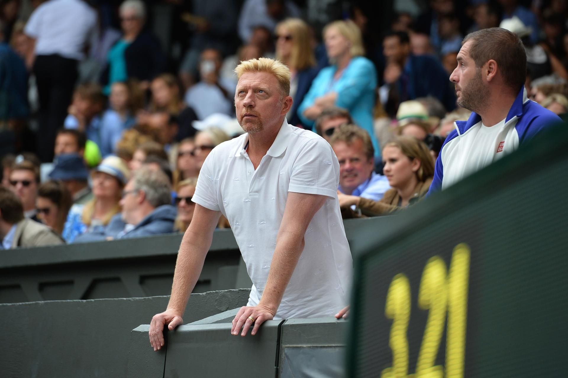 Boris Becker als Trainer von Novak Djokovic in Wimbledon.