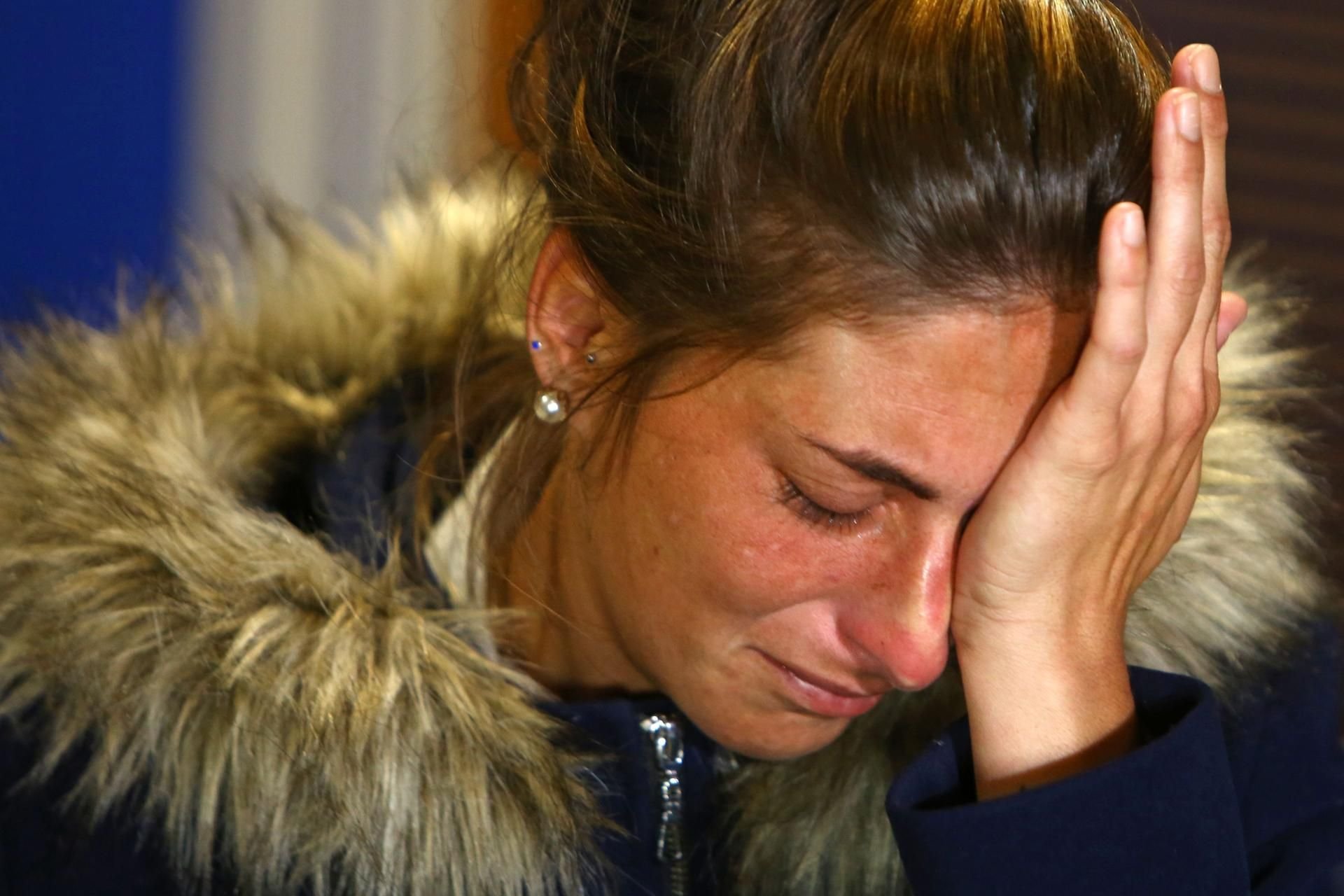 Romina Sala, Schwester von Fußballer Emiliano Sala, trat in Cardiff vor die Presse.