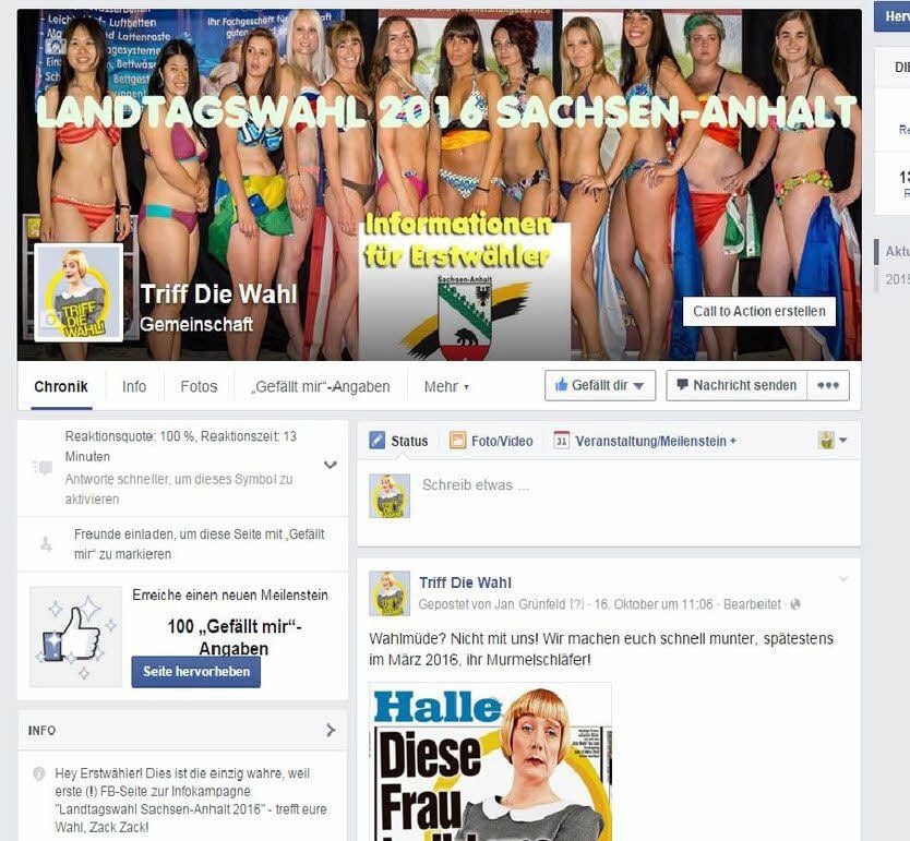 Facebook-Seite Triff die Wahl: Nackt zur Wahl.