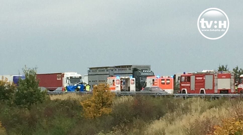 Unfall auf der A14 bei Halle