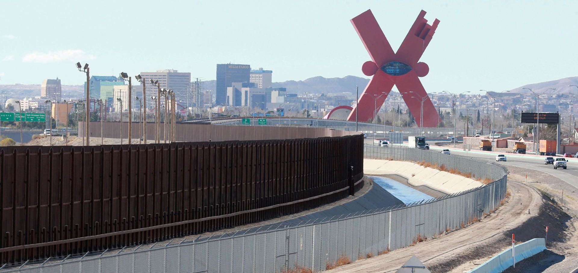 Grenze zwischen Mexiko und den USA in El Paso, Texas