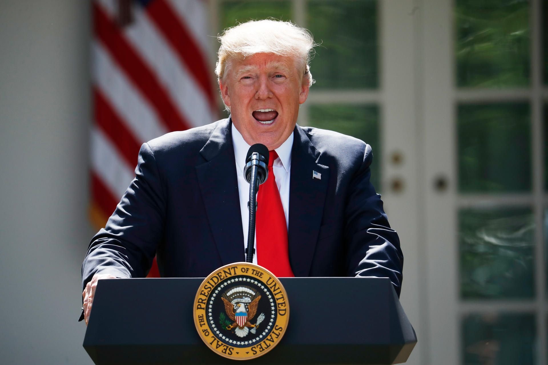 US-Präsident Donald Trump bei der Verkündung zum Austritt aus dem Klimaabkommen.