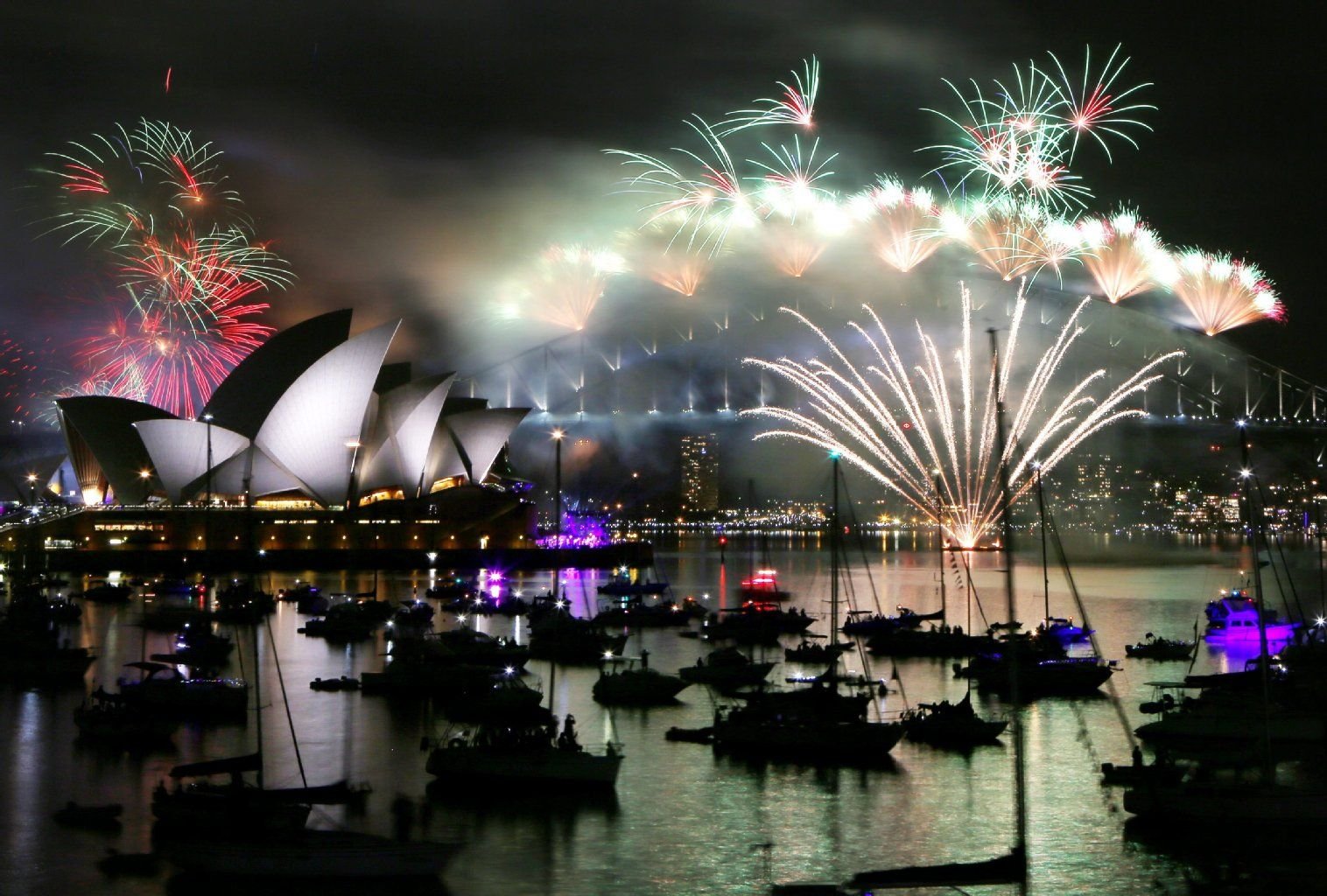 Die Silvesterparty vor der berühmten Kulisse des Opernhauses in Sydney.