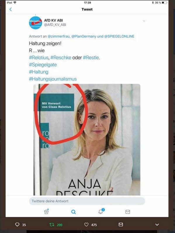 Die Kreis-AfD ist einer Fotomontage aufgesessen: Der „Relotius-Zusatz“ ist gefälscht.