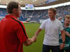 Freudiges Aufeinandertreffen: Ralph Hasenhüttl und Julian Nagelsmann vor dem Hinspiel.