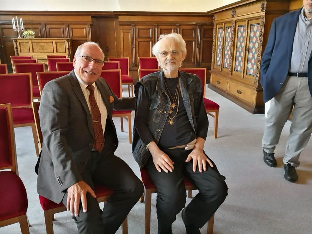 Jürgen Weigelt und Ingo Insterburg beim letzten Treffen im Sommer im Rathaus.