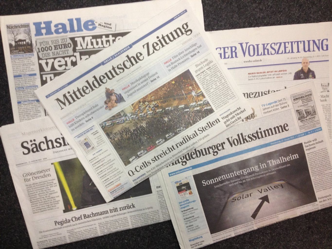 Regionale Tageszeitungen von Donnerstag, 22. Januar 2015