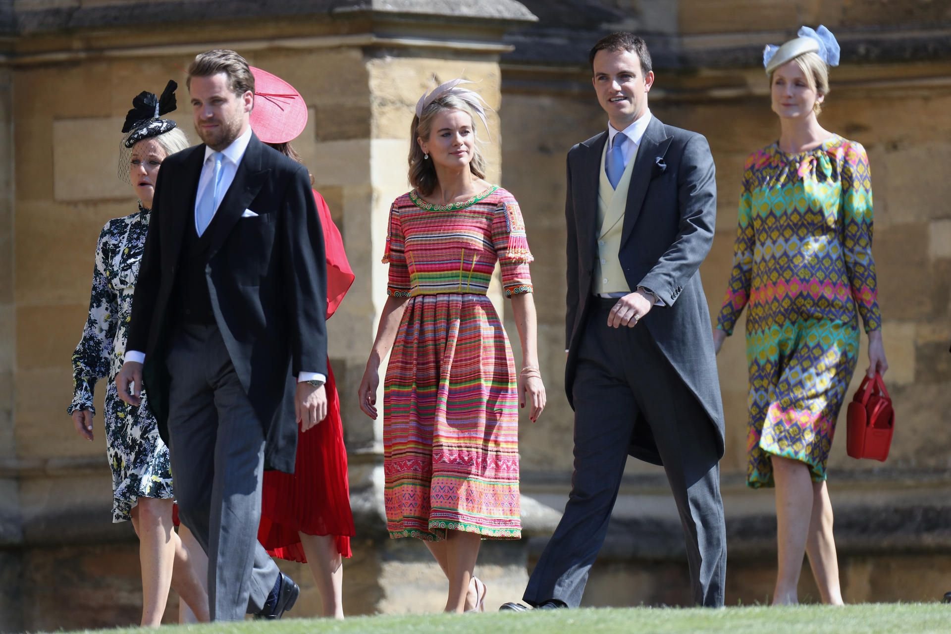 Cressida Bonas (Mitte) bei der Hochzeit ihres Ex-Freundes Prinz Harry am Samstag